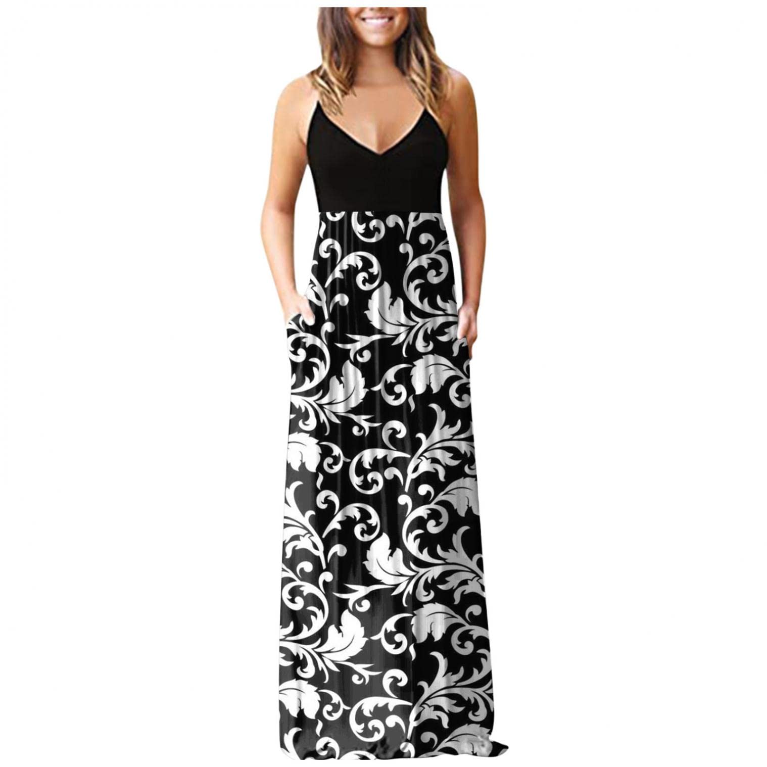 Women's Summer Maxi Dresses - Short Sleeve Floral Boho Wrap Dress with Strappy Design | Perfect for Beach Vacations, Casual Outings & Music Festivals