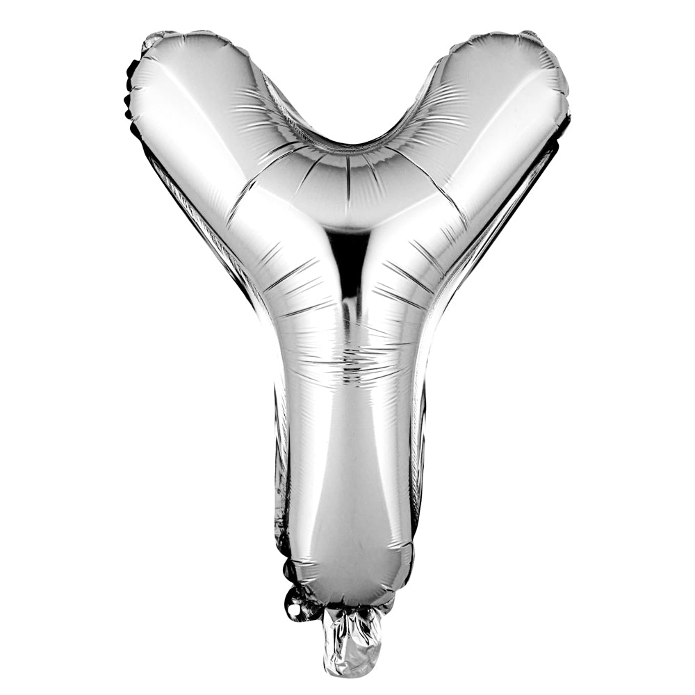 Balloonify Silver Mylar Letter Y Balloon - 16 Inch Large Foil Alphabet Balloon for Birthday Parties, Baby Showers & Graduation Decorations - 1 Count Box