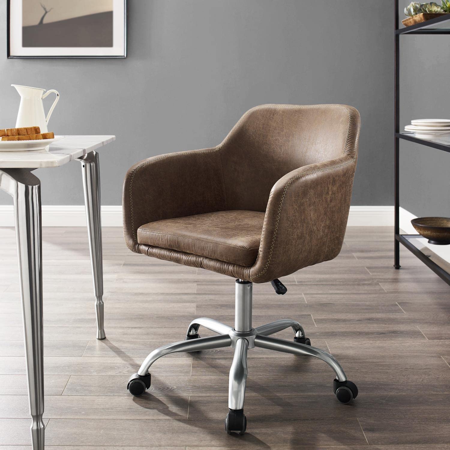 Linon Rylen Ergonomic Office Chair with Adjustable Height & Lumbar Support - Silver Mesh Back Computer Desk Chair for Home & Office Workspace