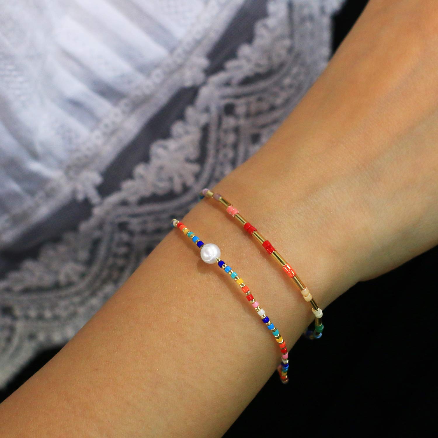Rainbow Miyuki Beads Bracelet - Handmade Beaded Wrap Bracelet with Charm Pearls for Women | Boho Chic Jewelry Gift for Birthday, Party & Everyday Wear