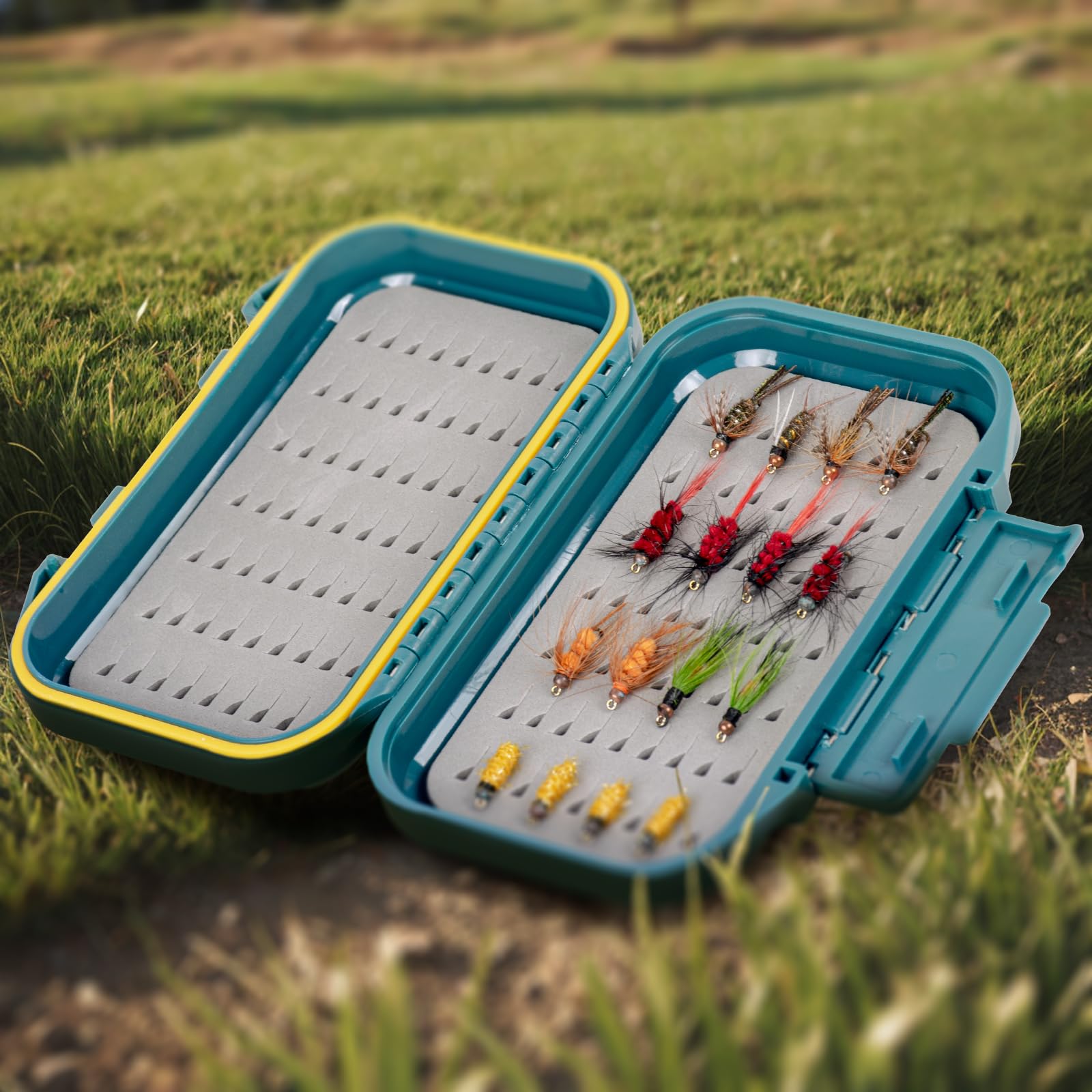 Waterproof Double-Sided Fly Fishing Box - Small Pocket-Sized Floating Fly Storage for Trout & Bass - Perfect for Streams, Lakes & Saltwater Fishing
