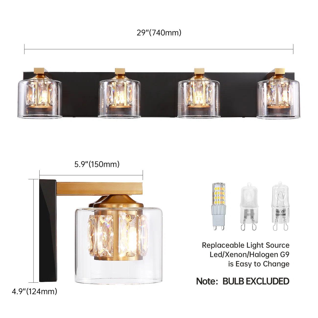 Kolt Modern 4-Light Bathroom Vanity Light Fixture - Brushed Nickel Finish for Bathroom Mirror Lighting, Perfect for Modern Home Decor and Vanity Makeup Area