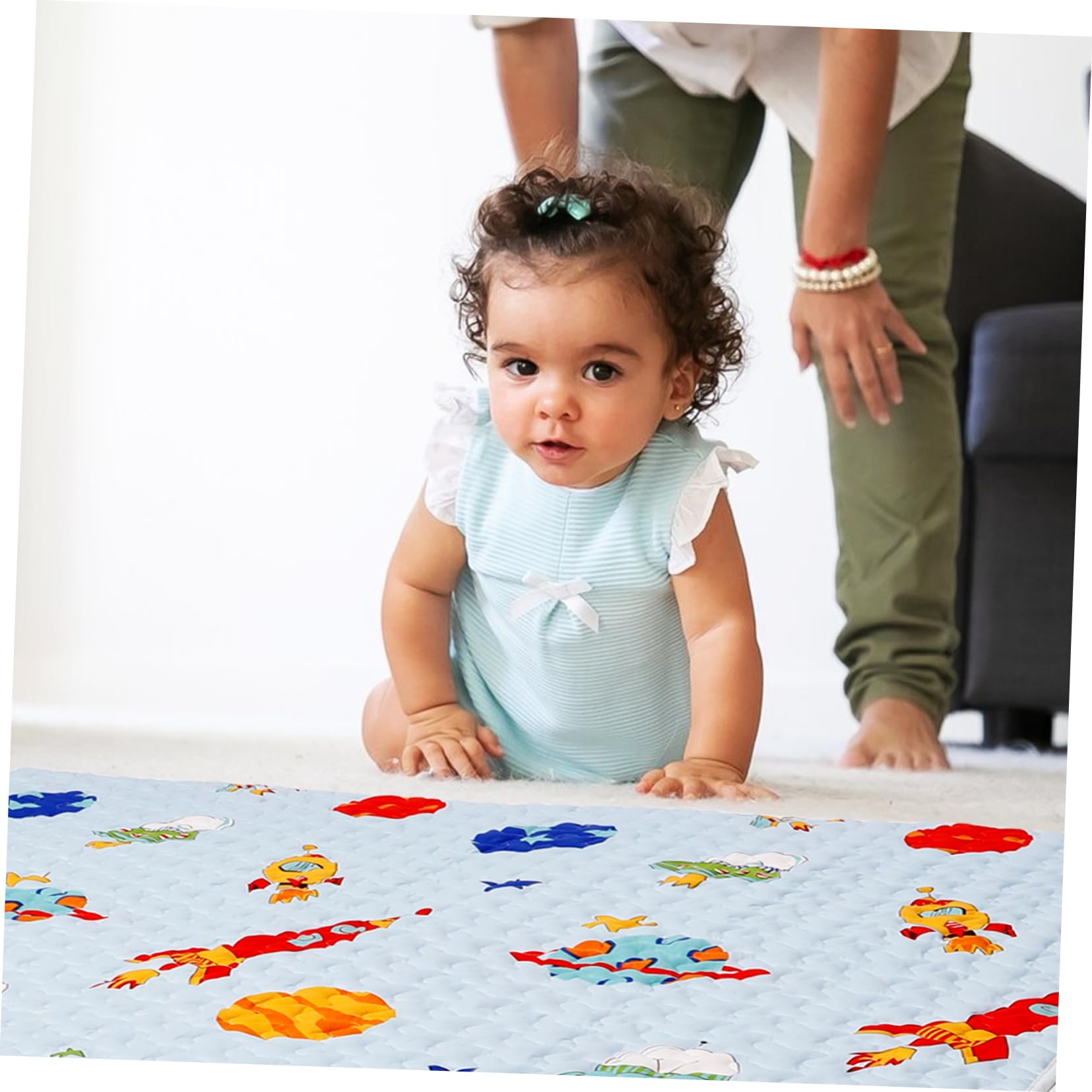 **IWOWHERO Baby Play Mat - Waterproof High Chair Floor Mat, Non-Slip Toddler Activity Mat for Indoor & Outdoor Use - Perfect for Playtime, Feeding, and Crawling**