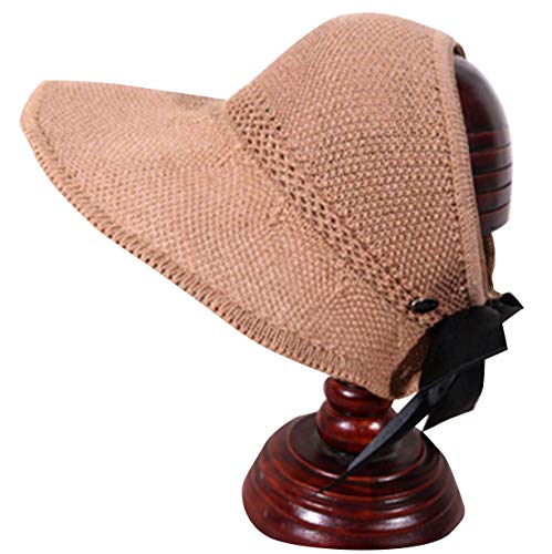 Women's Back Ribbon Detail Sun Cap - Wide Brim UV Protection Hat for Beach, Outdoor & Summer Fashion
