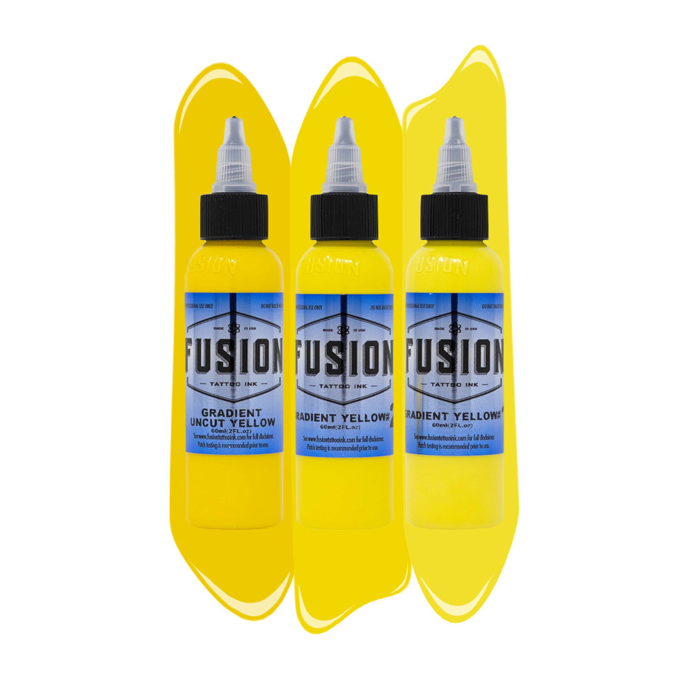 Premium Gradient Yellow 3-Pack Tattoo Ink Set - 1oz Bottles for Professional Tattoo Artists - Perfect for Realism, Watercolor & Neo-Traditional Tattoos