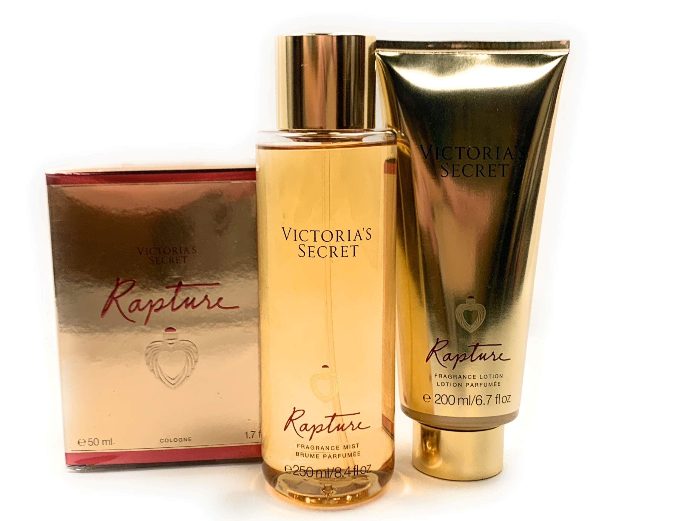 Victoria's Secret Rapture Eau de Parfum Gift Set - 3 Piece Fragrance Bundle for Women | Romantic Date Night & Special Occasion Perfume Collection