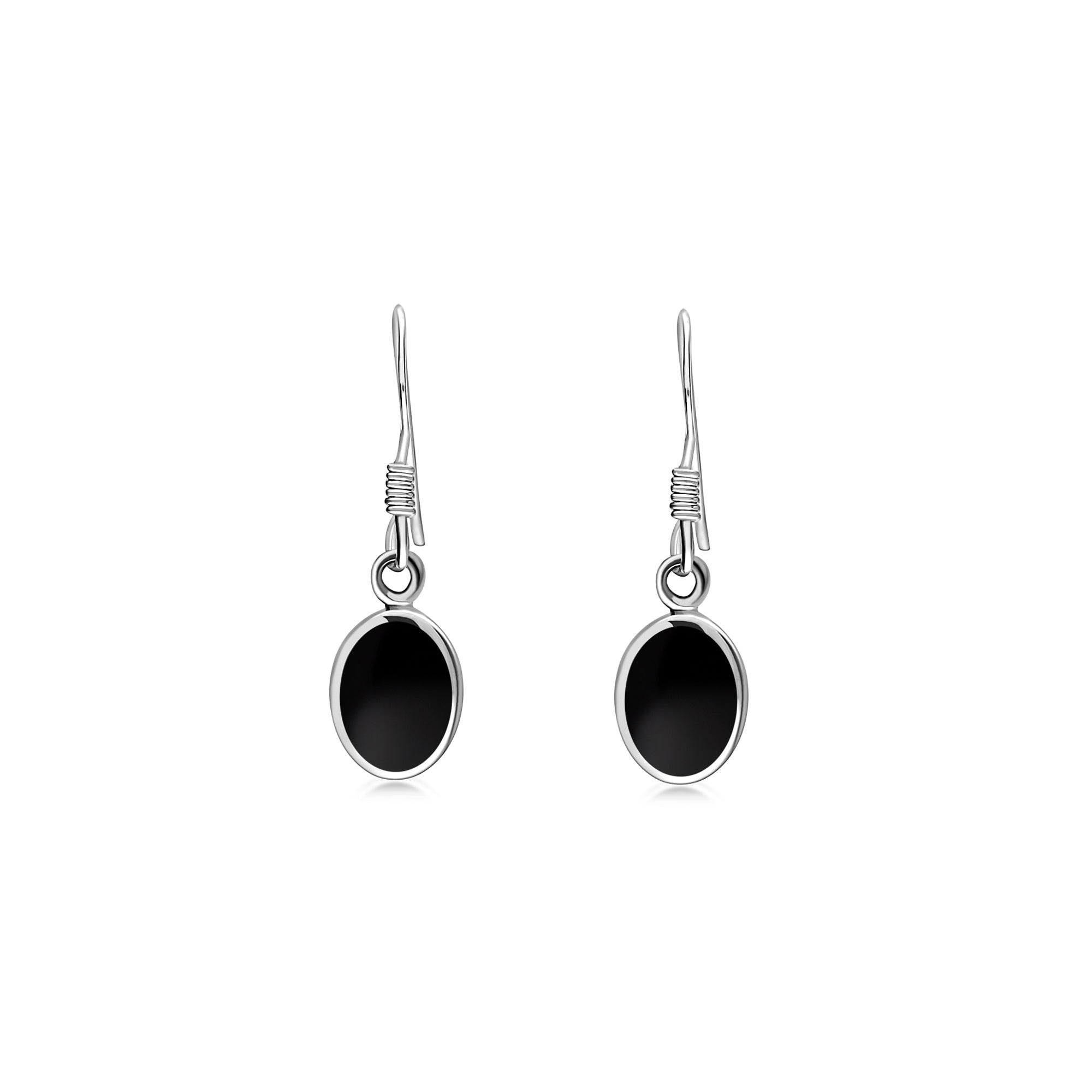 Whitby Jet Sterling Silver Small Oval Drop Earrings – Elegant Dangle Earrings for Women, Perfect for Weddings, Parties & Evening Events