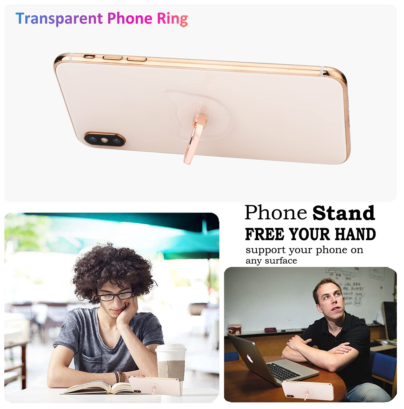 360° Rotating Clear Cat Phone Ring Holder Stand - Transparent Finger Grip Kickstand for iPhone, Samsung, iPad & Tablets - Perfect for Watching Videos, Taking Selfies & Secure Phone Grip