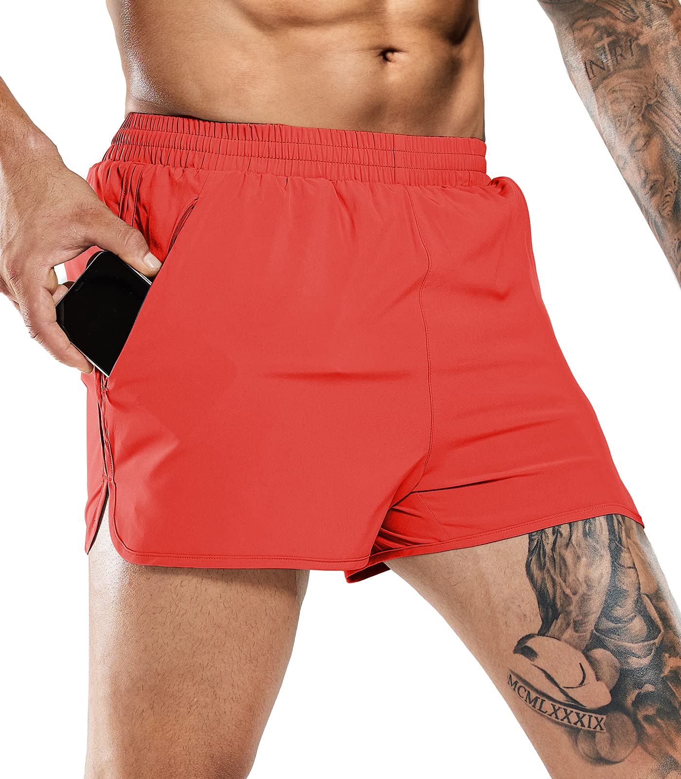 MIER Men's 3 Inch Quick Dry Running Shorts - Lightweight Water Resistant Athletic Liner Shorts for Workout, Jogging & Gym Training
