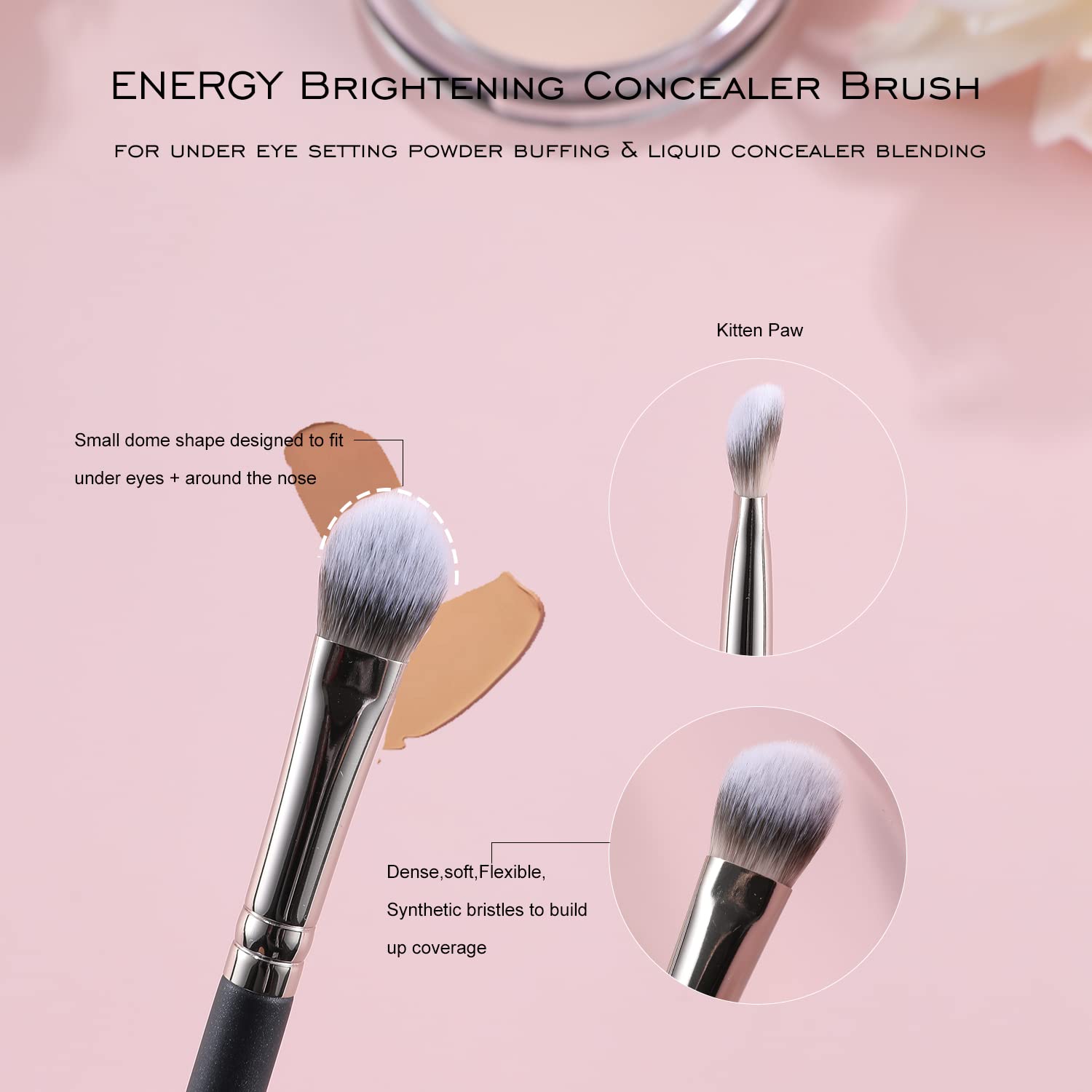 Flat Concealer Brush for Eye Cream & Powder - Dark Circle Cover - Makeup Blending Tool