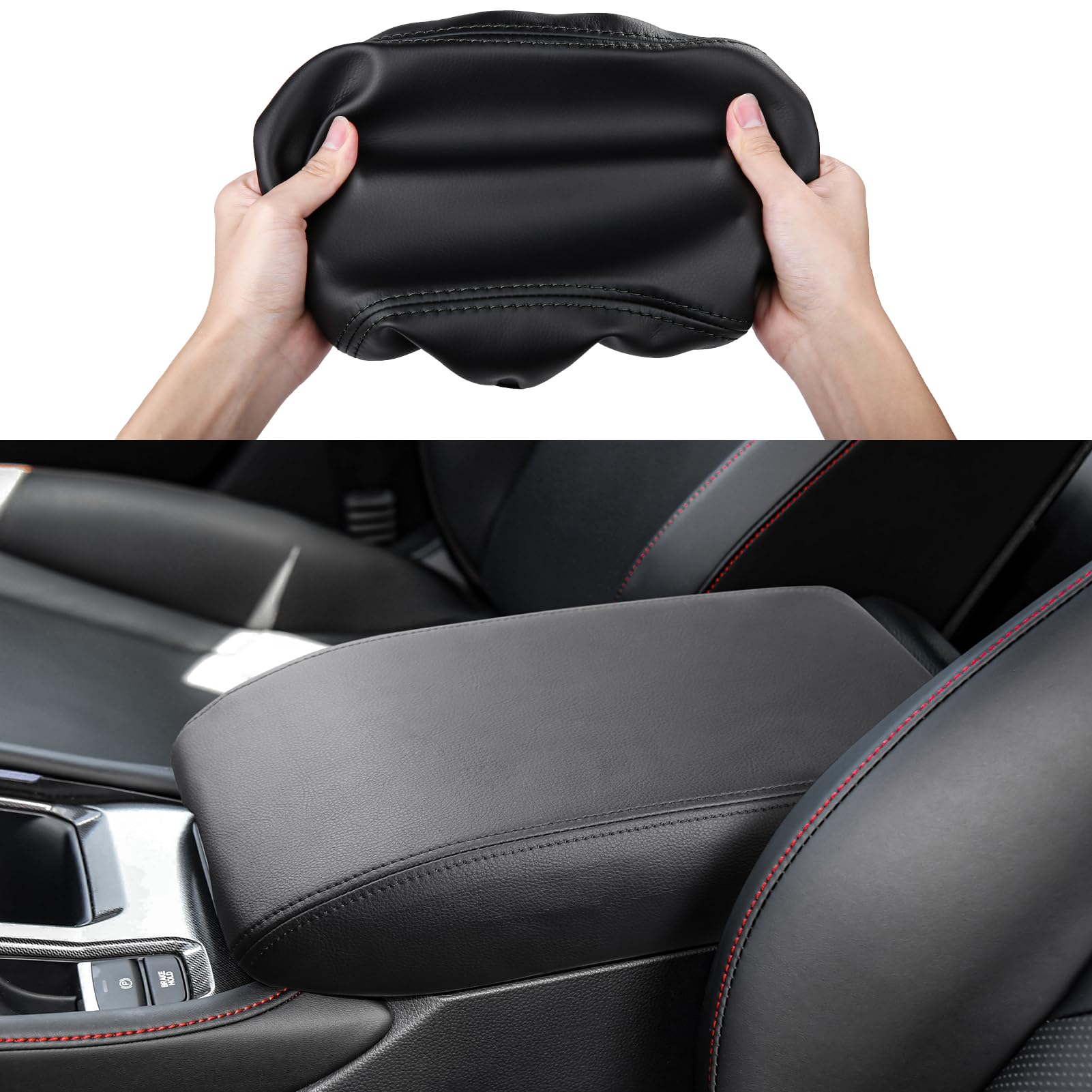 Honda Accord 2023 2024 2025 Center Console Cover - Black Stitched Armrest Protector & Storage Box Lid Accessories | Compatible with CKE | Perfect for Car Interior Protection & Organization