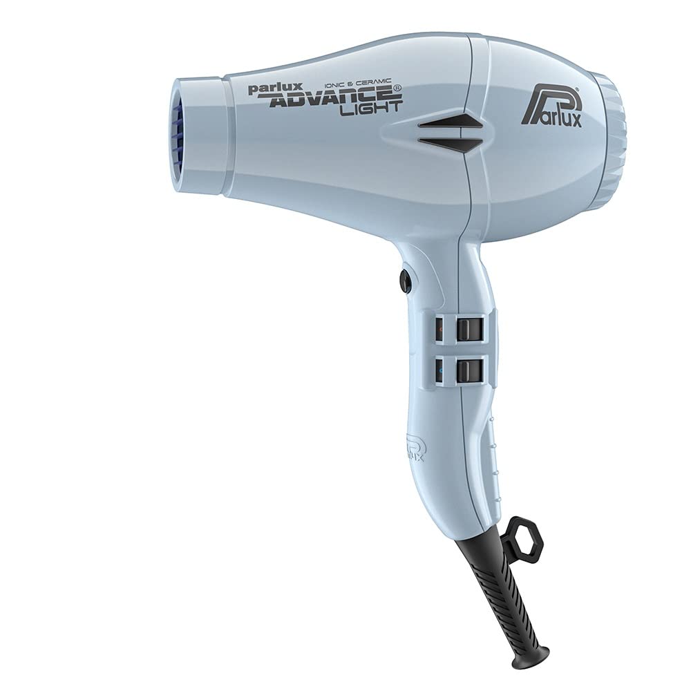 Parlux Advance Light Ice Ionic Ceramic Hair Dryer with Hot Blow Attachment - Professional Salon Blow Dryer for Smooth & Shiny Hair - Perfect for Home Use, Styling, and Travel (Black)