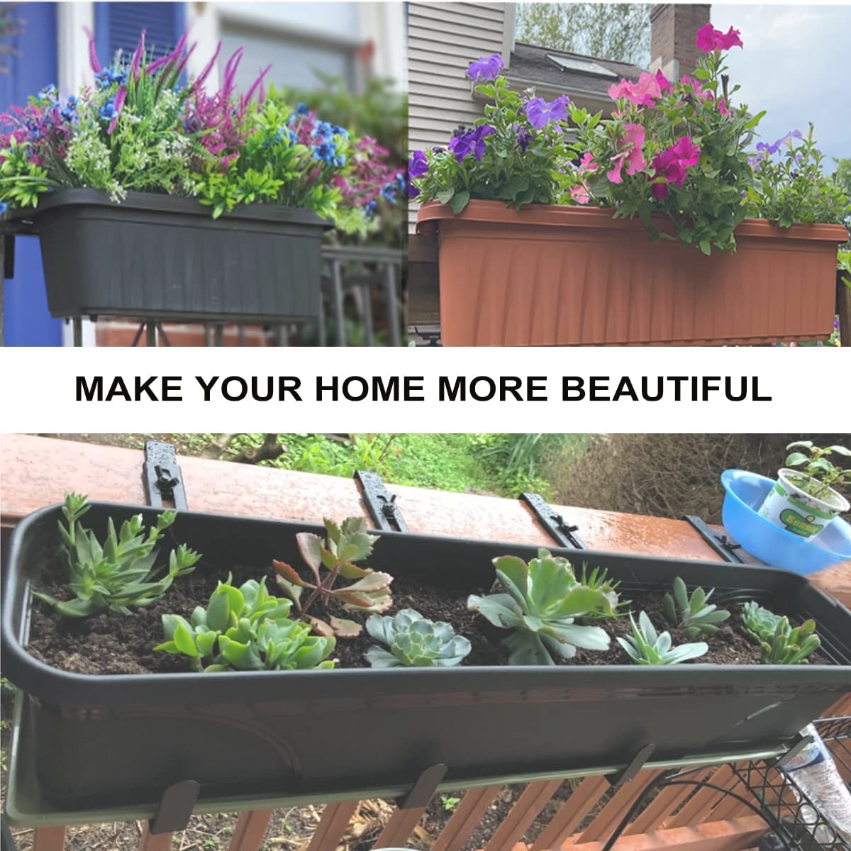 Adjustable 6 Inch Window Planter Box Bracket Set - Heavy Duty Flower Pot Hangers for Balcony, Fence, Pergola & Patio Gardens - Perfect for Outdoor Decor & Small Space Gardening