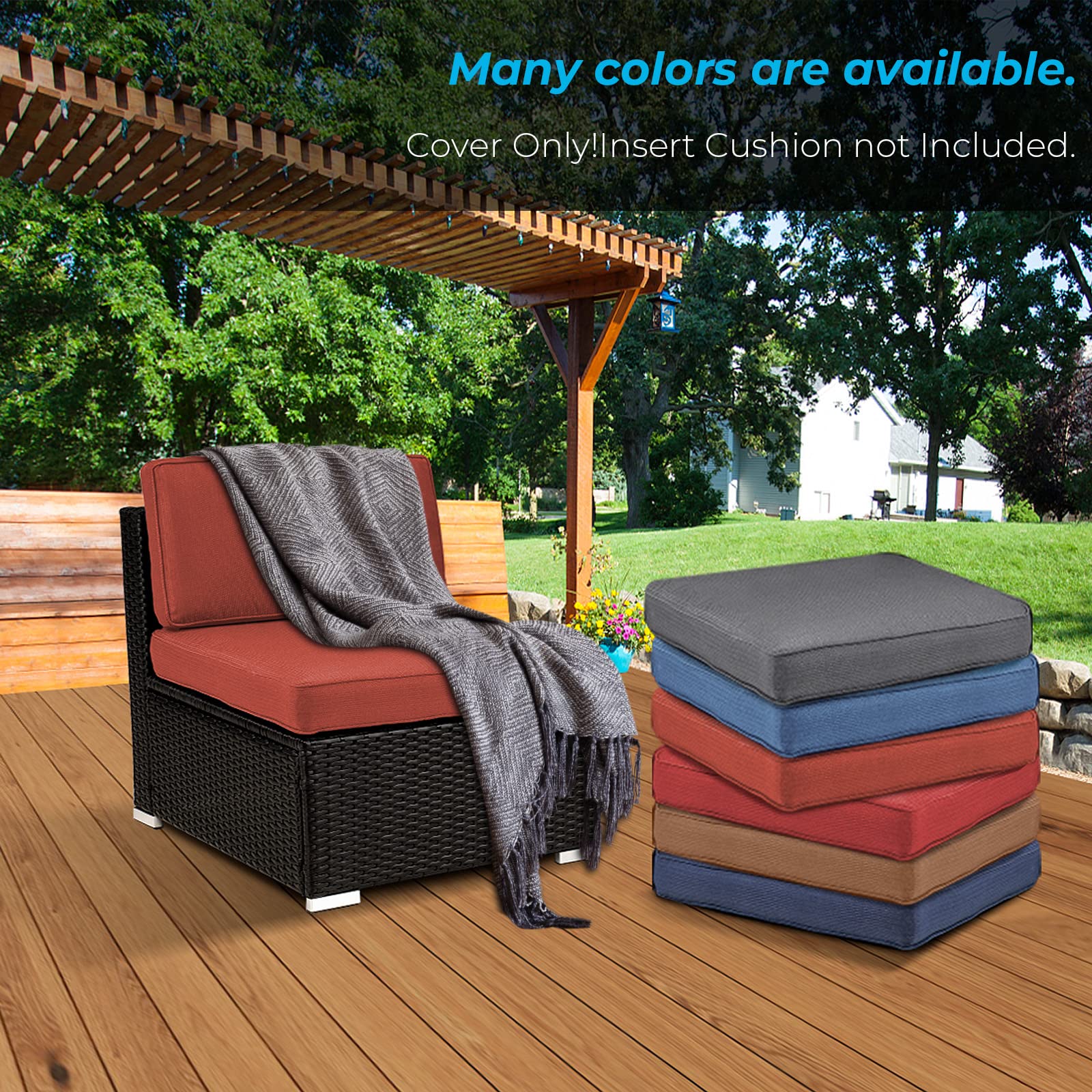 12-Piece Outdoor Patio Cushion Covers Set - Waterproof Replacement Slipcovers (6 Seat + 6 Back) with Zipper for Patio Furniture, Sofa, Sectional - Durable UV-Resistant Fabric - Orange - Perfect for Backyard, Deck, Poolside & Outdoor Living Spaces