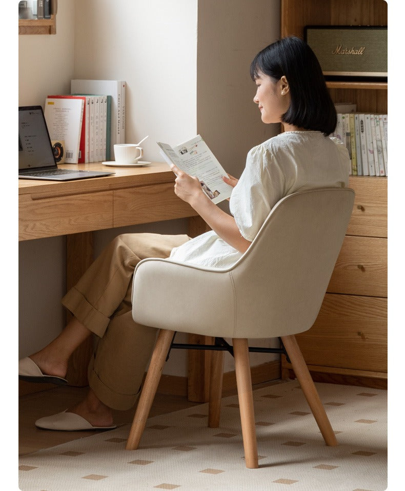 Premium Beech Solid Wood Modern Fabric Soft Back Chair - Ergonomic Office & Home Dining Comfort