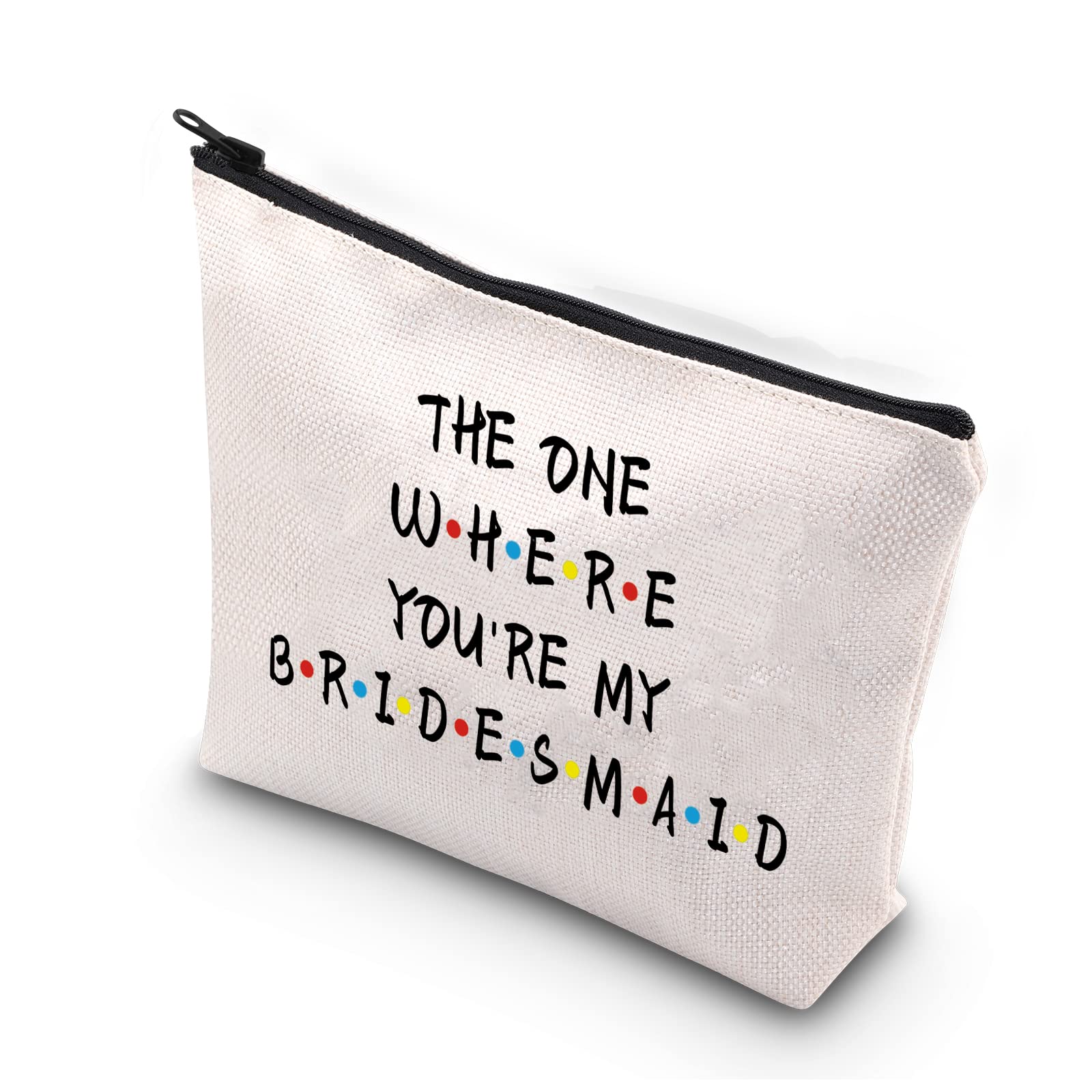 Elegant Bridesmaid Makeup Bag - Thoughtful Wedding Gift for Bride, Sister & Friends - Perfect for Bridal Shower, Bachelorette Party & Proposal - Cosmetic Organizer for Wedding Party Favors (Ideal for Bridesmaids & Maid of Honor) - Great for Travel, Spa Days & Everyday Use