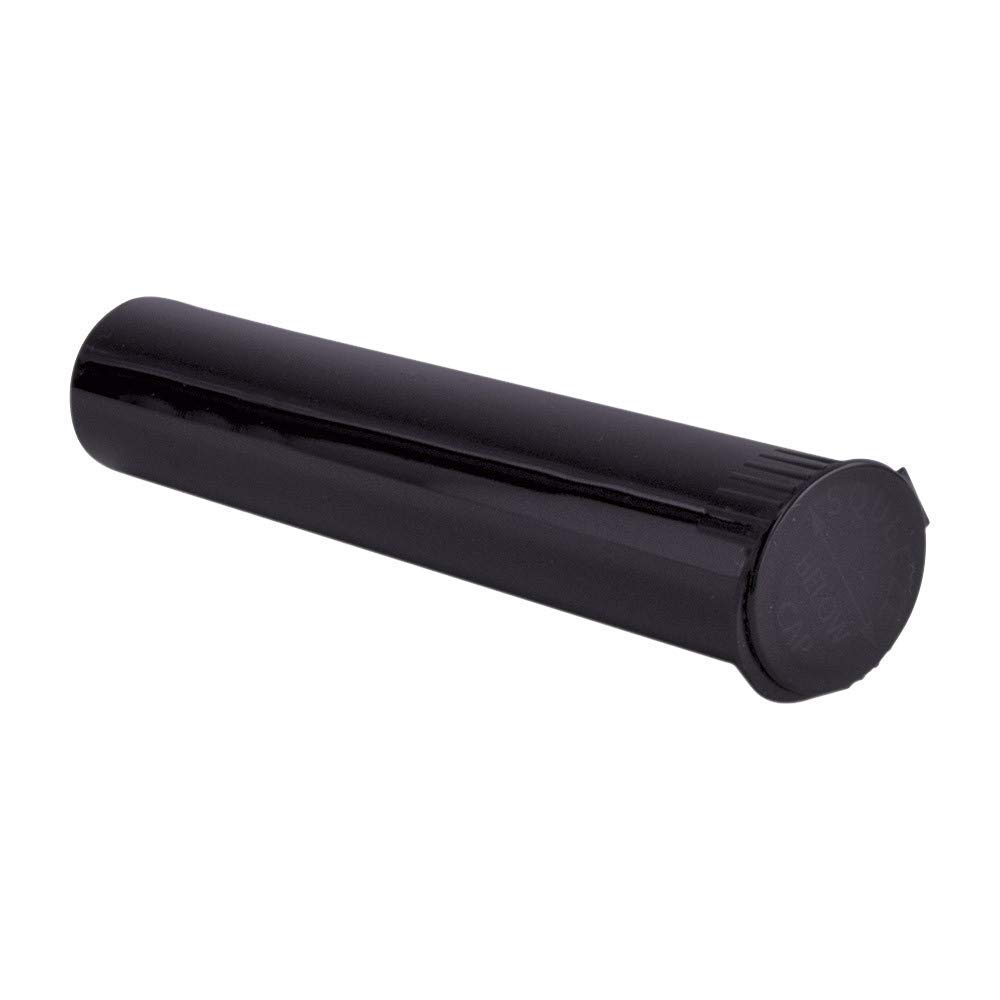 W Gallery 600 Black 98mm Open Cap Pop Top Tubes - Airtight Smell Proof Plastic Containers - Medical Grade Prescription Bottles for Pills, Herbs, Flowers & Supplements (Bulk Pack) - Perfect for Medication Storage, Travel Organizers & DIY Craft Projects
