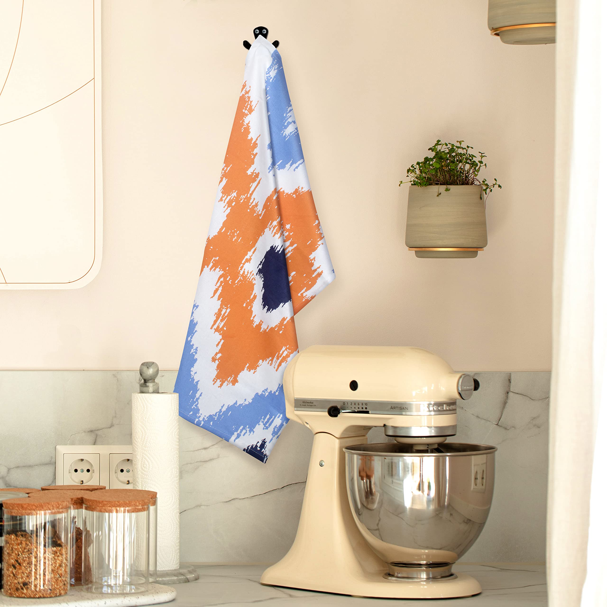 FINGERCRAFT 100% Cotton Kitchen Towels Set of 6 - Super Soft & Absorbent for Cooking & Cleaning