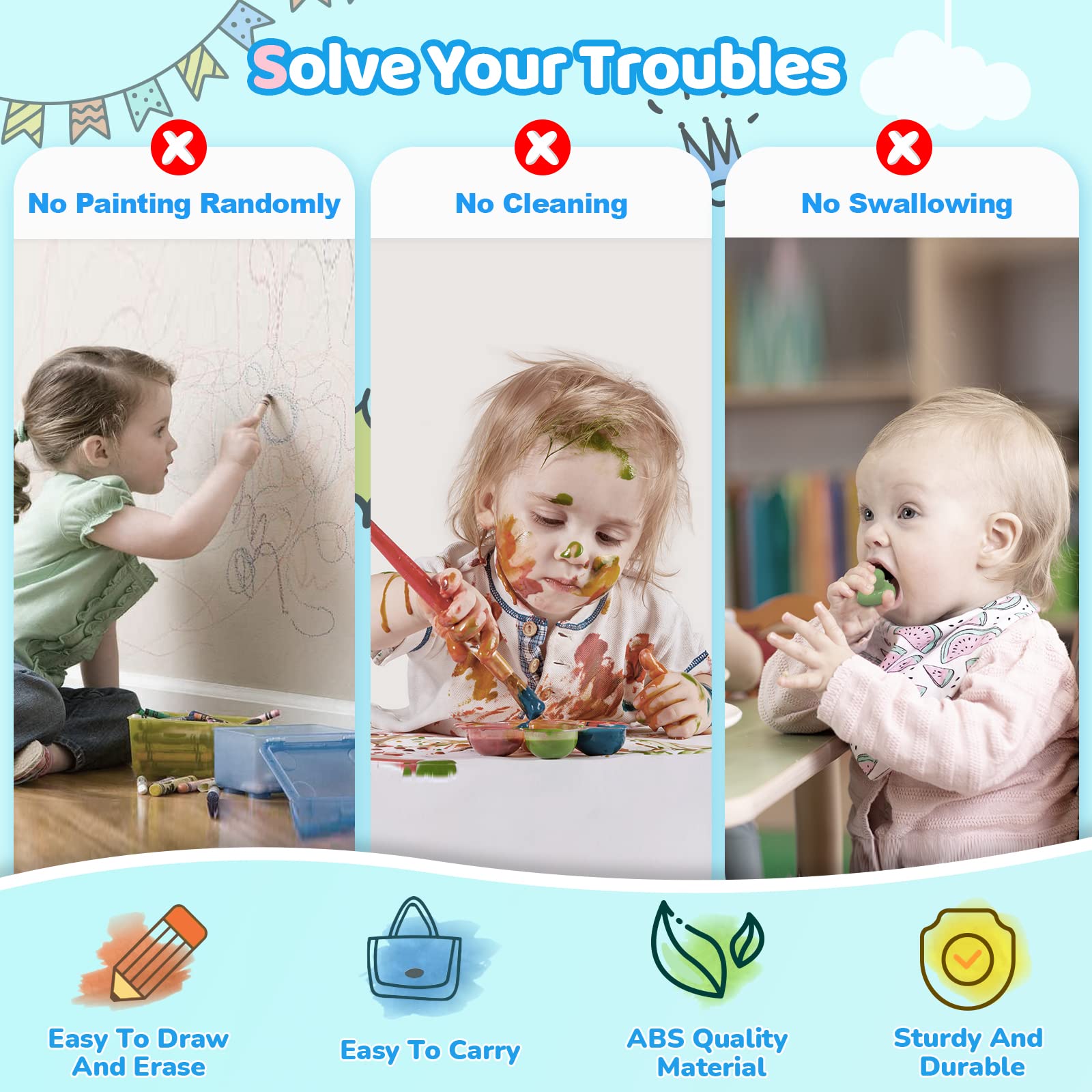 Magnetic Drawing Board for Toddlers 1-3 | Educational Doodle Pad | Birthday Gift for Kids | Perfect for Home & Travel Play
