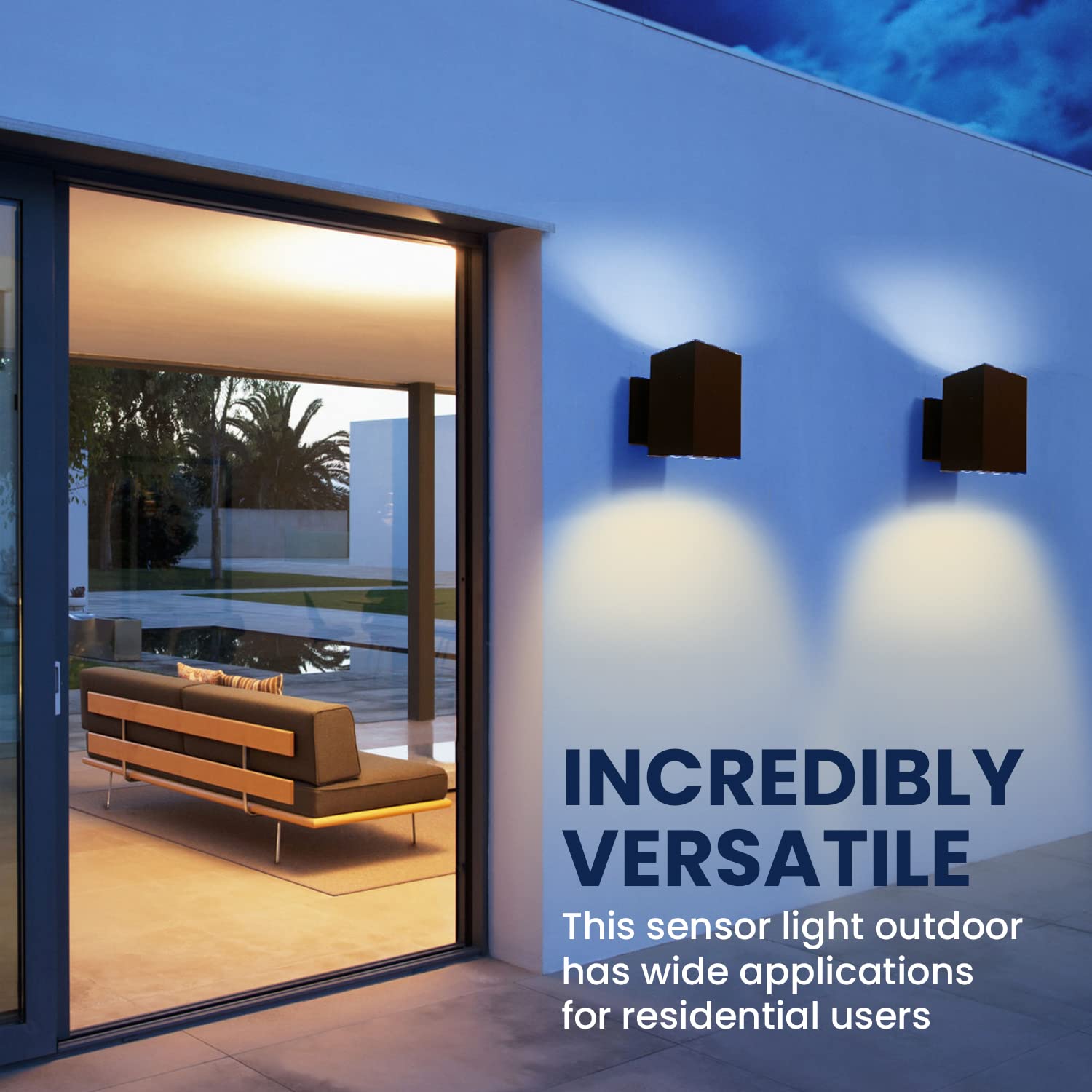 Solar Powered Outdoor Wall Lights - Modern Up Down LED Sconce with Ambient Lighting for Brick Walls | Battery Operated Weatherproof Exterior Lighting for Patio, Garden & Pathway Illumination