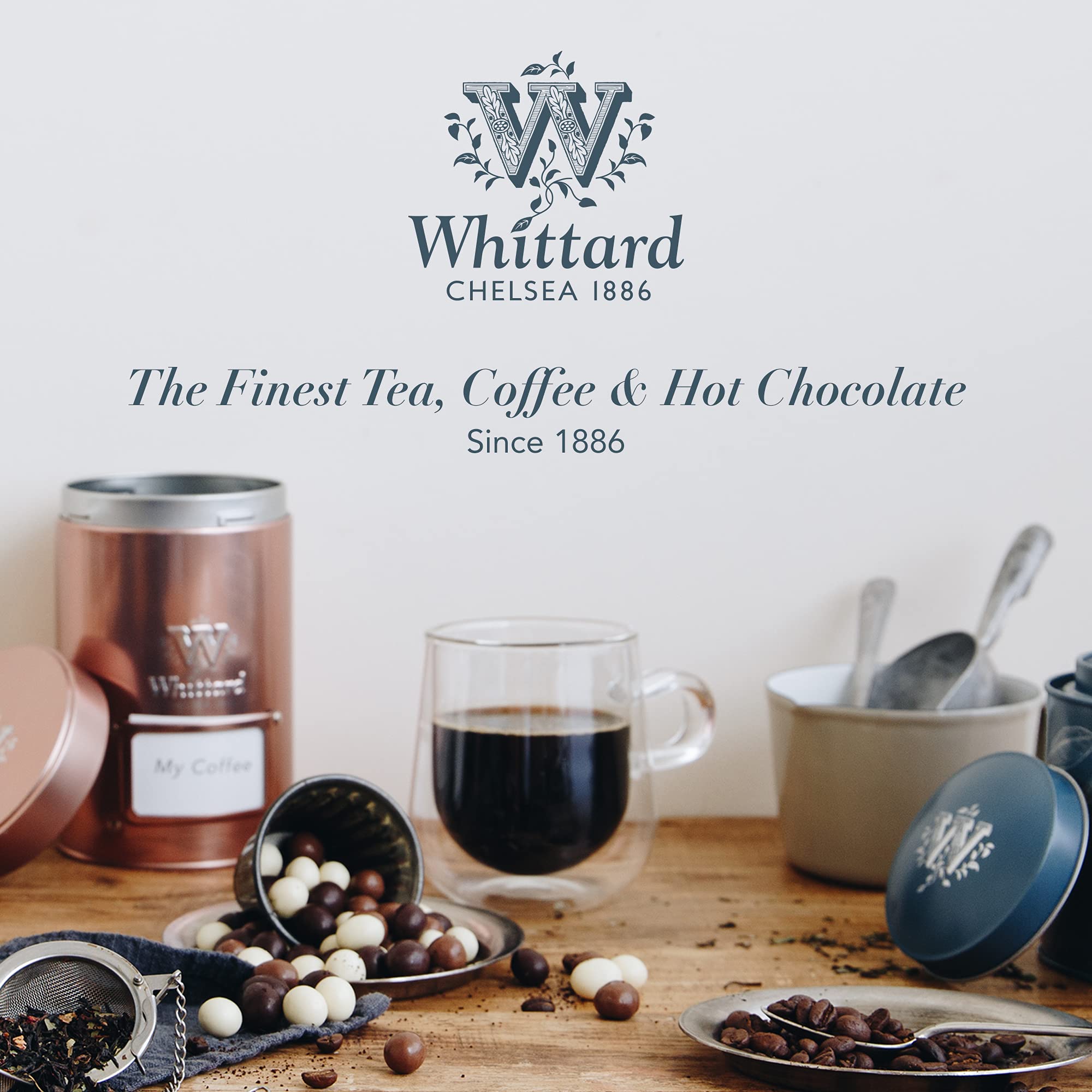 Whittard of Chelsea Afternoon Tea Collection Gift Box - 4 Premium Loose Leaf Teas: English Breakfast, Earl Grey, English Rose & Mango Bergamot (3 Black Teas + 1 Green Tea) - Perfect for Afternoon Tea Parties, Gifts & Relaxation