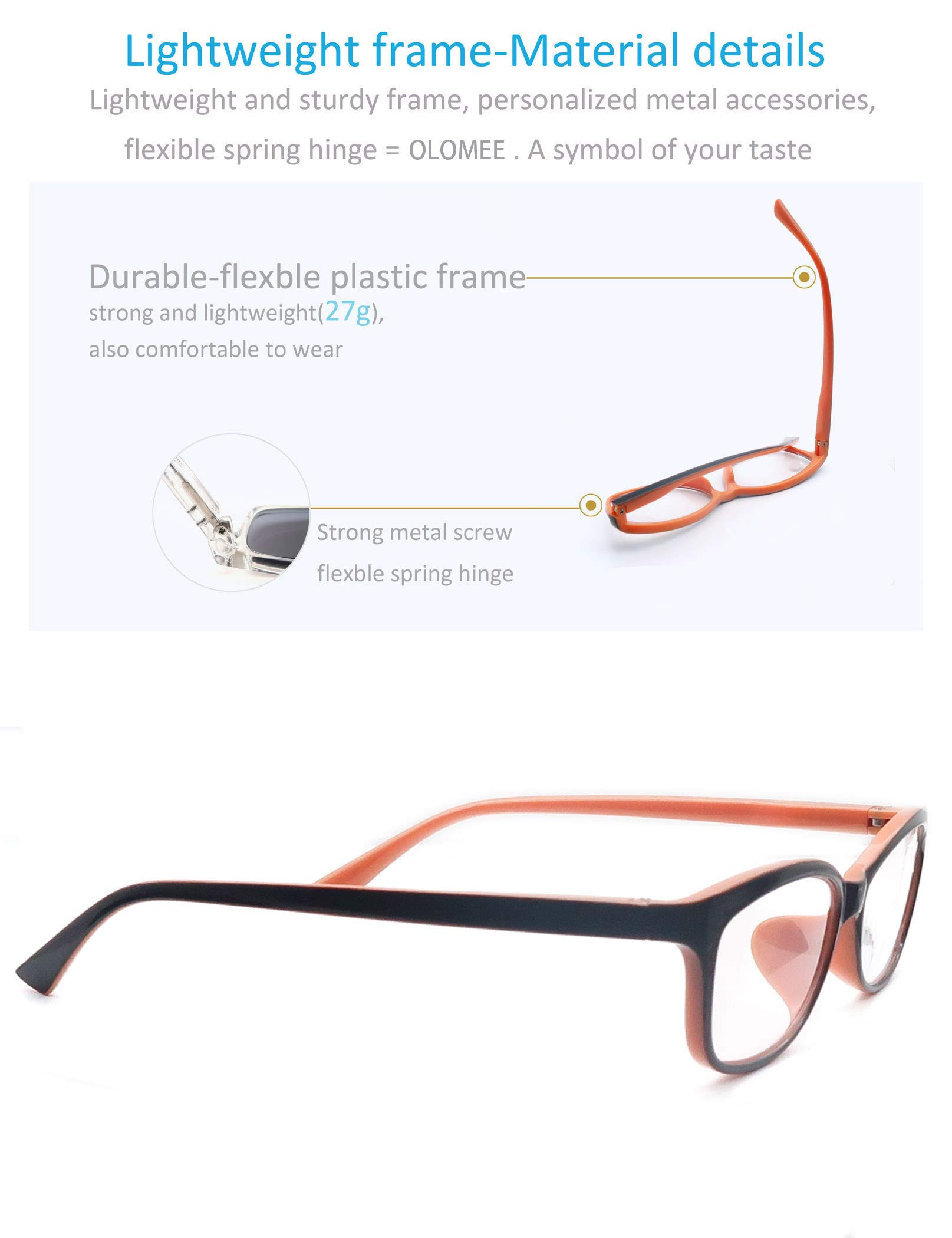 Colorful Women's Reading Glasses +2.25, Lightweight Frames for Outdoor Reading (5-Pack)