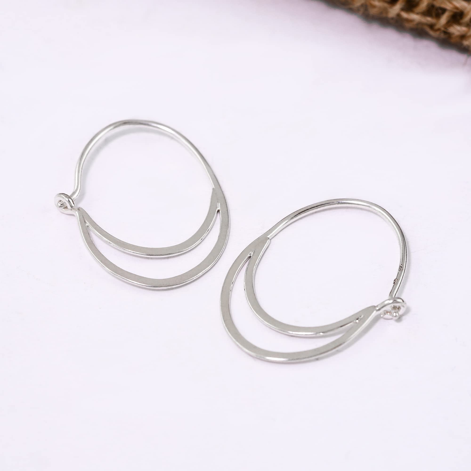 Boma Jewelry Sterling Silver Open Crescent Hoop Earrings for Women - Dainty Minimalist Boho Earrings for Everyday Wear, Date Night & Special Occasions