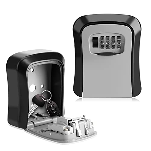 4 Digit Combination Key Lock Box - Wall Mount Security Safe for House Keys & Spare Keys | Outdoor & Indoor Use for Home, Office, Apartment, Airbnb, Vacation Rental