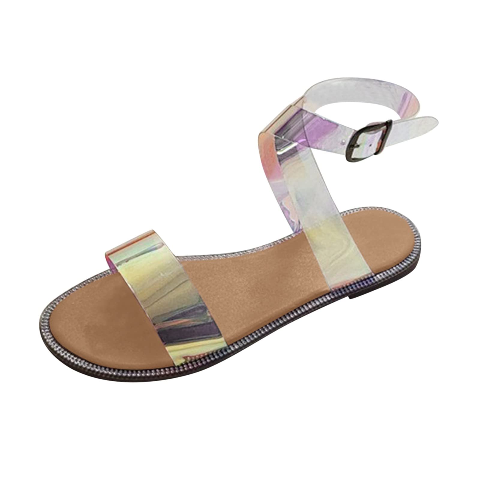 Women's Fashion Sandals - Solid Color PVC Buckle Beach Sandals for Summer