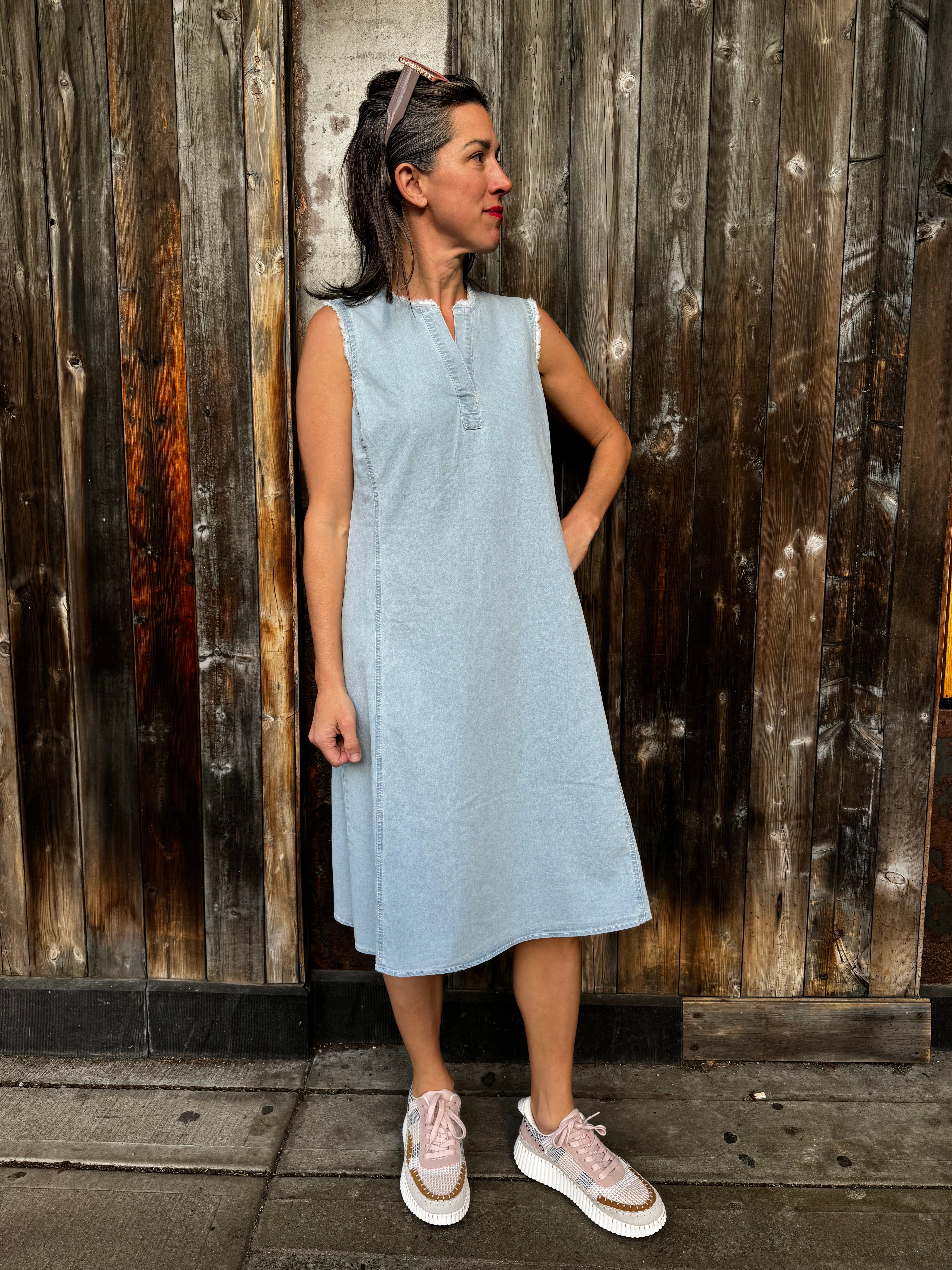 Light Blue Denim Dress for Women - Casual & Comfortable Summer Dress - Perfect for Beach, Outings, and Everyday Wear