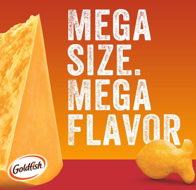 Goldfish Mega Bites Sharp Cheddar Crackers - Family Size 2 Pack (5.9 Oz Each) - Kids Favorite Snacks for School Lunch, After School Treat & Party Food - Crunchy Cheese Crackers for Snacking