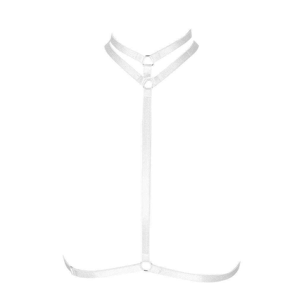 MAMOHSS Women's Gothic Strappy Body Harness - Adjustable Elastic Cage Bra for Cosplay, Plus Size Lingerie - Perfect for Halloween, Burlesque & BDSM Fashion