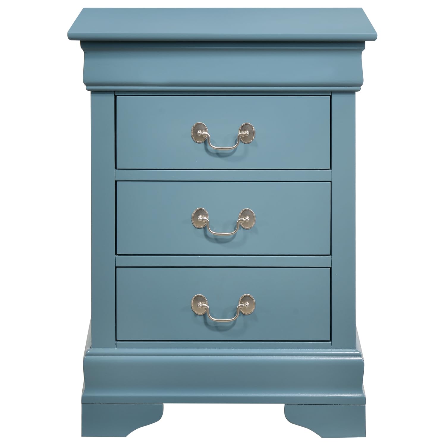 Louis Philippe 3-Drawer Teal Nightstand - 29