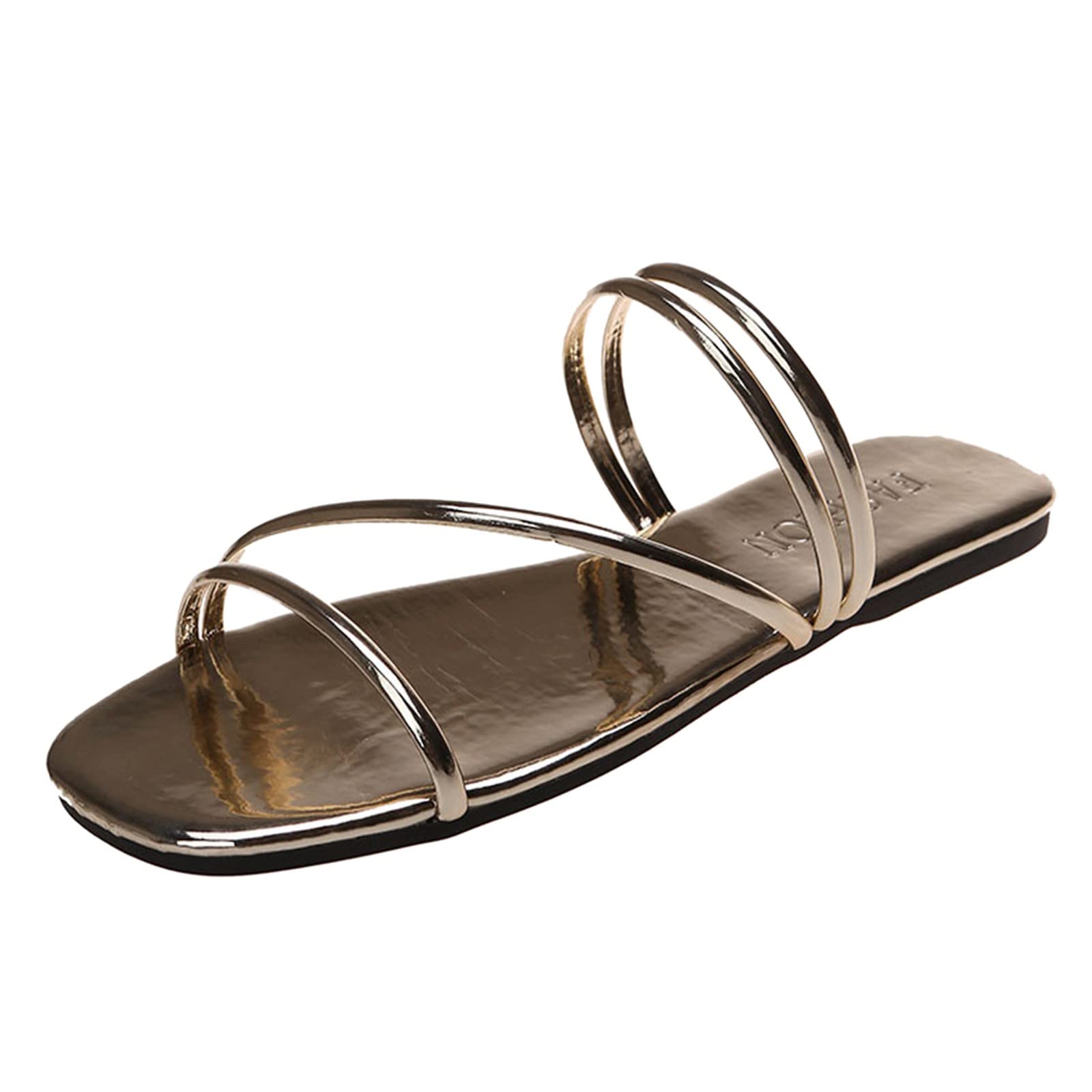 Women's Summer Fashion Sandals - Flat Lightweight Solid Color Shiny Beach Casual Sandals & Slippers with Low Heel in Purple | Perfect for Beach Vacations, Poolside Lounging, and Everyday Comfort