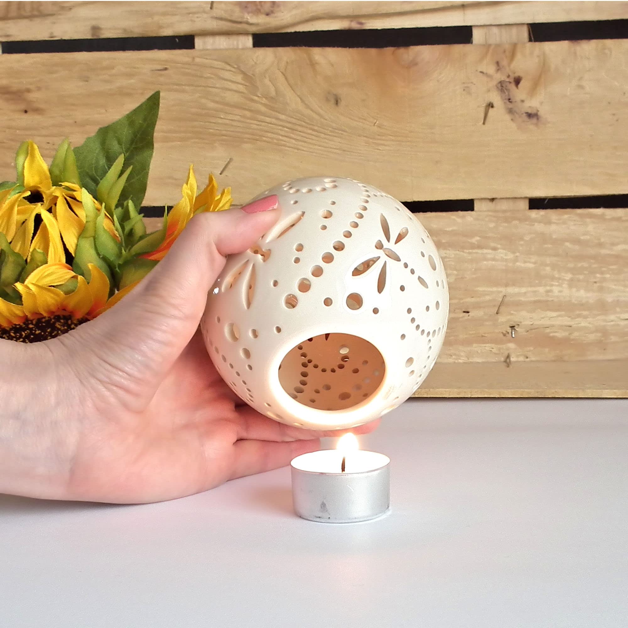 Handmade Butterfly Ceramic Lantern - Elegant Pottery Candle Holder for Home Decor, Wedding Centerpiece & Dining Tabletop - Perfect for Romantic Ambiance, Tea Light Display and Special Occasions