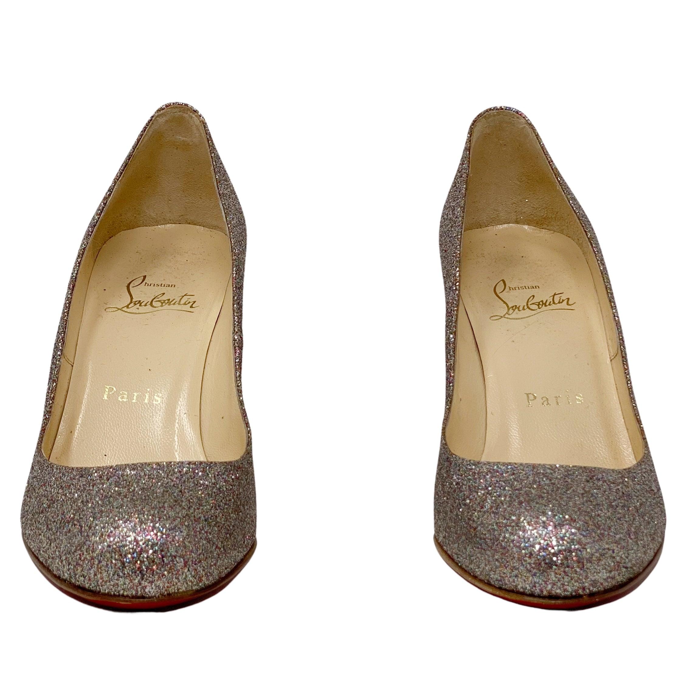Christian Louboutin Glitter Mini Simple Pump 35 - Women's Sparkly High Heel Dress Shoes for Parties & Evening Events