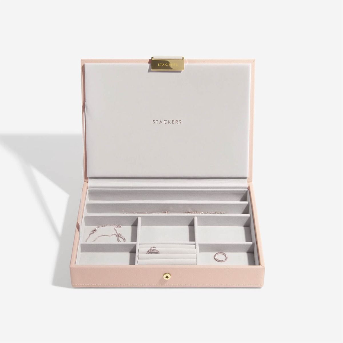 Elegant Classic Jewelry Box with Lid - Blush & Champagne Gold Finish | Perfect for Organizing Rings, Necklaces & Earrings | Ideal Gift for Women & Girls