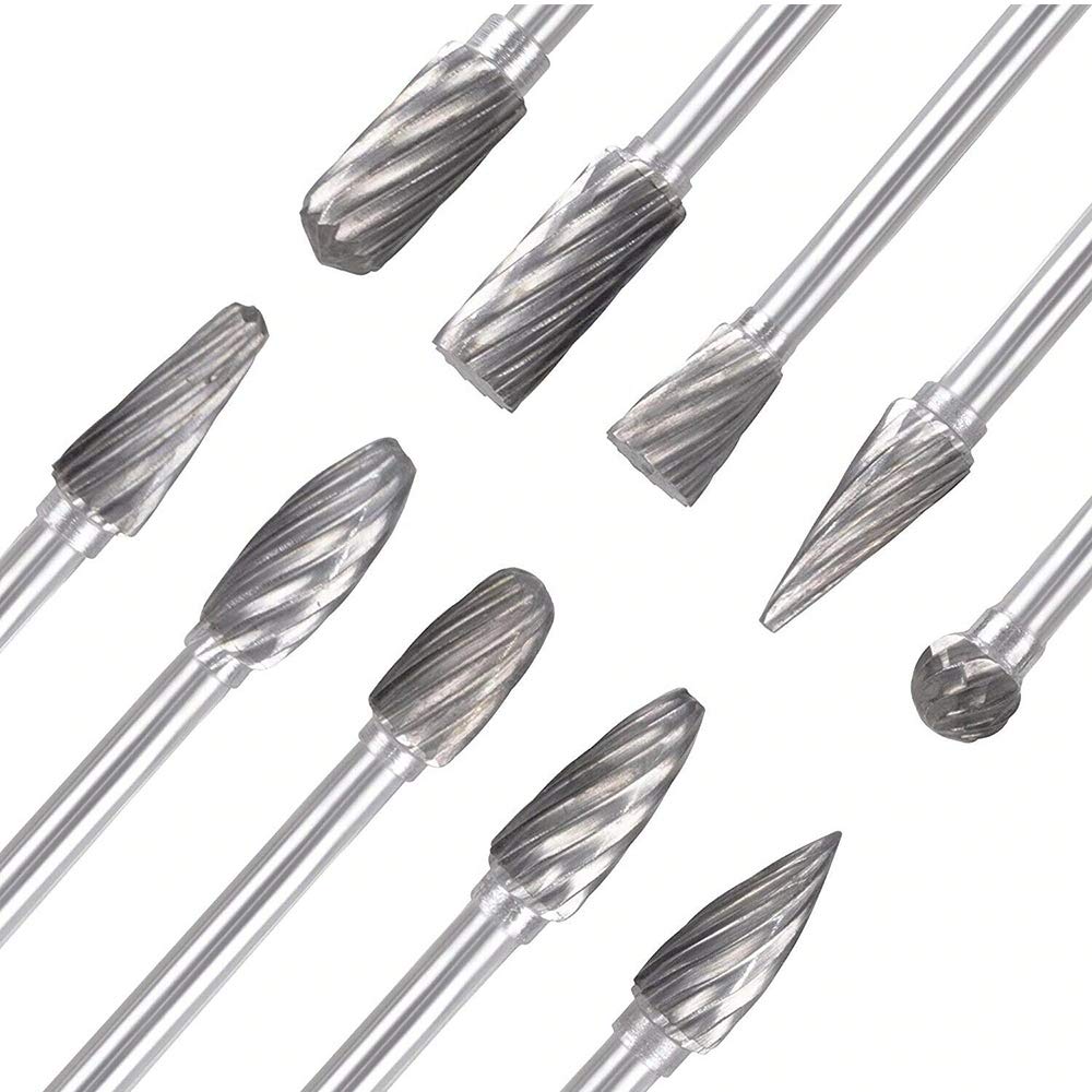 10pc Tungsten Carbide Rotary Burr Set - 1/4