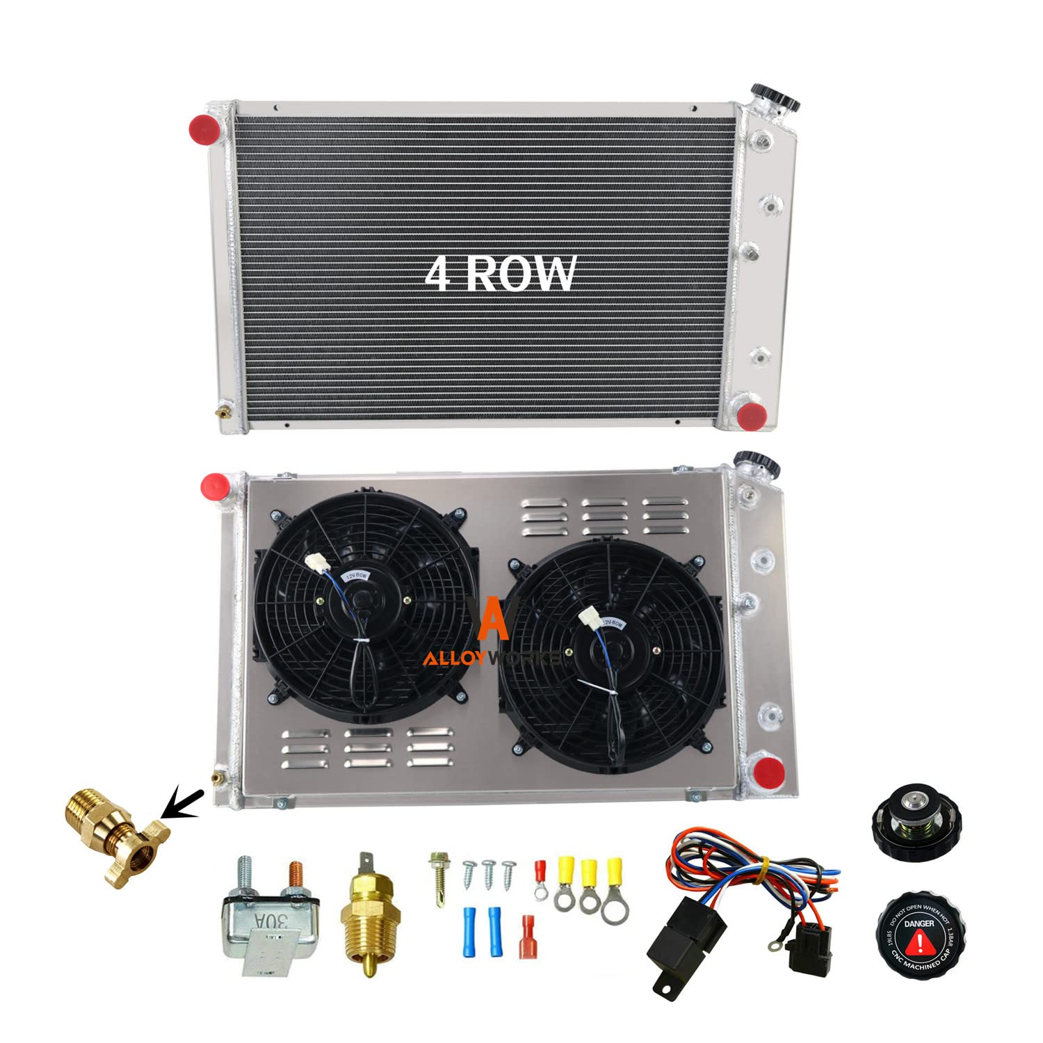 ALLOYWORKS CU162 4-Row Radiator with Dual 12