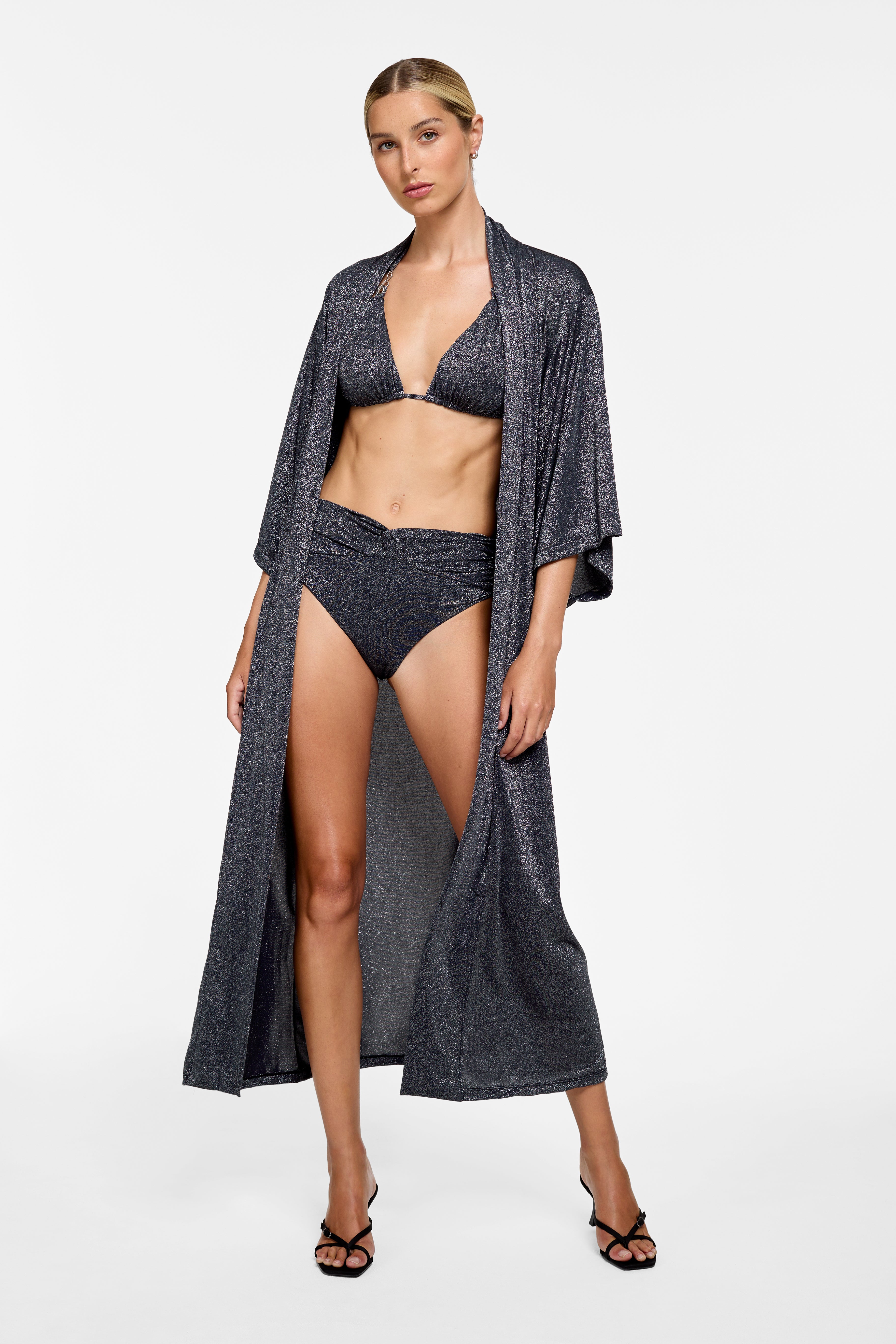 Kaylen Kimono Lava Lurex - Elegant Women's Kimono Robe with Metallic Threads for Lounge, Beach Cover-Up & Special Occasions