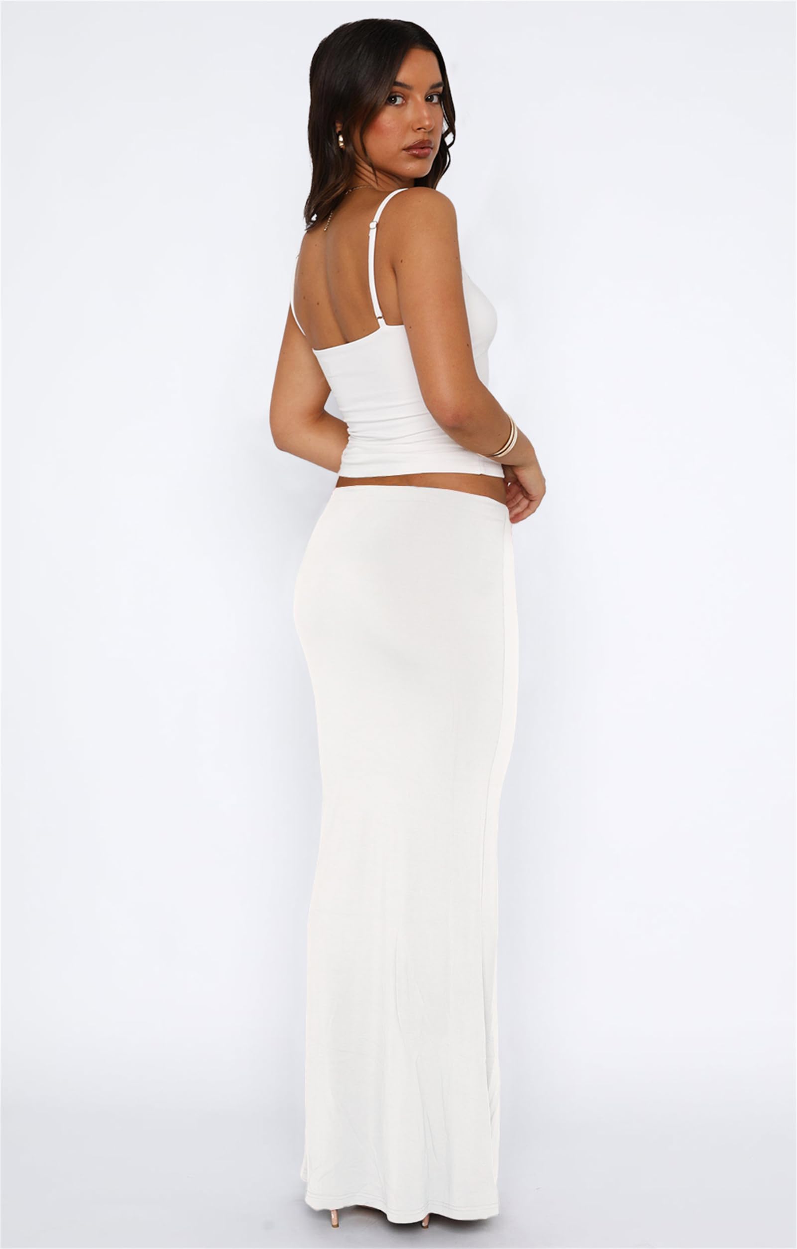 Sexy Women's Two Piece Skirt Set - Sleeveless Spaghetti Strap Pleated Tank Top with Maxi Long Skirt | Summer Outfits for Beach, Party & Date Night