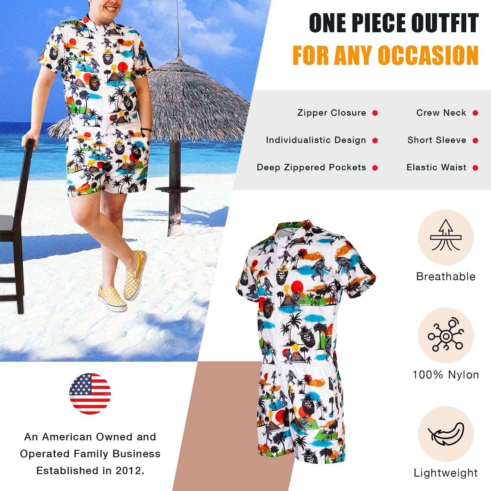Funny Guy Mugs Men's Romper Jumpsuit - Premium Adult One-Piece with Zippered Pockets | Perfect for Costume Parties, Halloween & Comedy Events