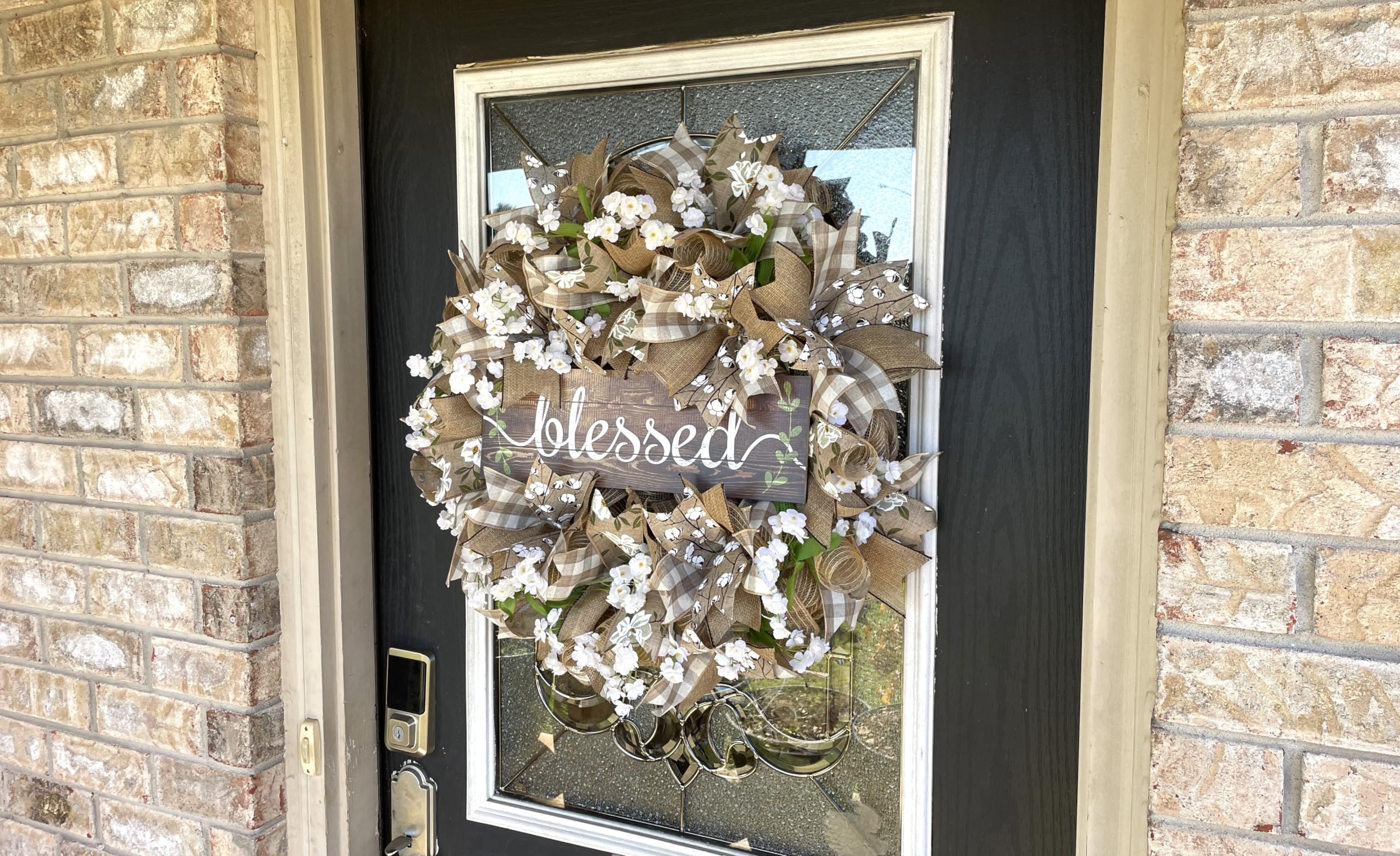 Southern Charm Magnolia & Cotton Deco Mesh Wreath - Farmhouse Style Front Door Decor for Porch, Patio, Wedding | Perfect for Fall, Spring, Summer & Everyday Home Decor