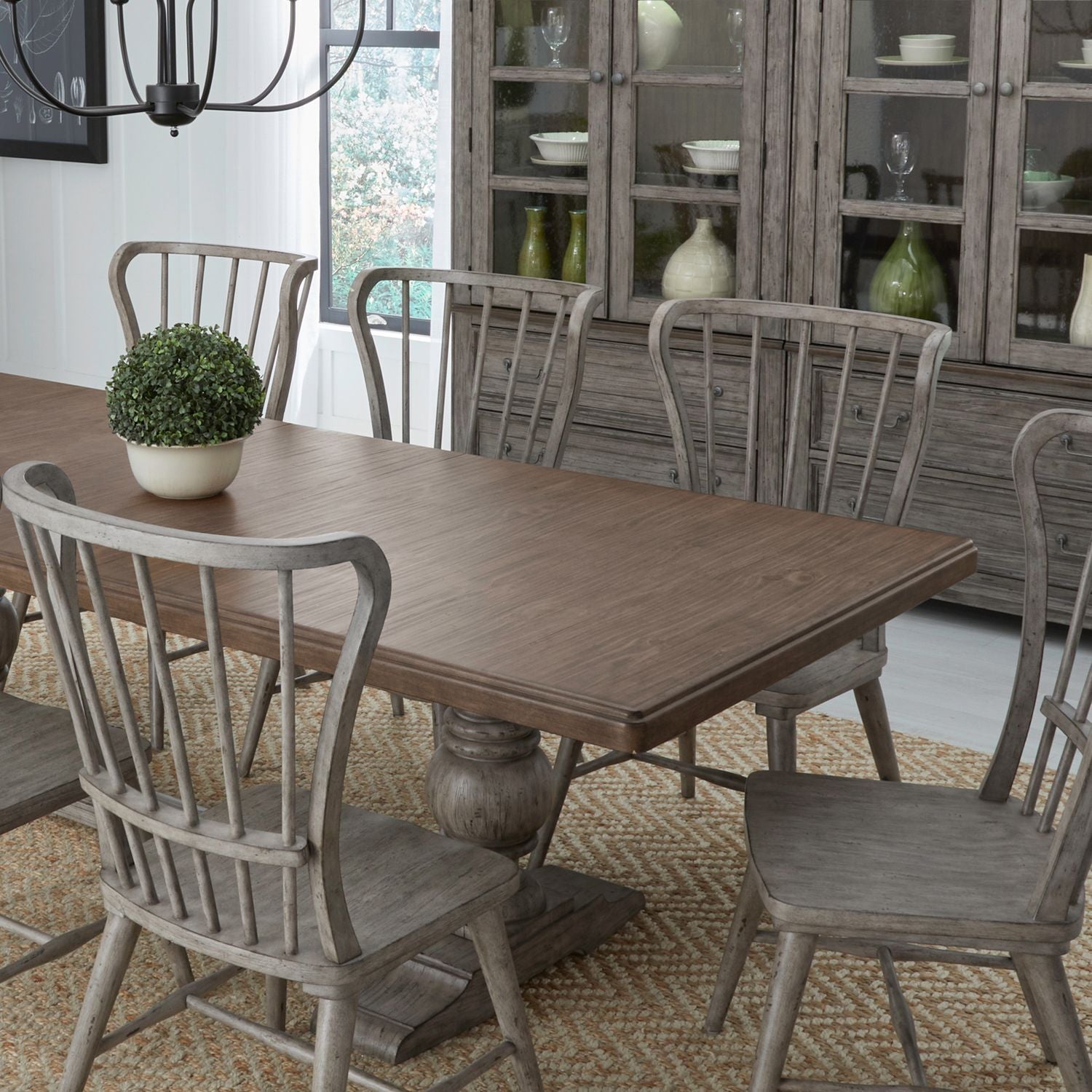 River Place Gray Dining Table Set with 8 Chairs - 237G T4402/P4402/C1000S - Perfect for Family Gatherings & Dinner Parties