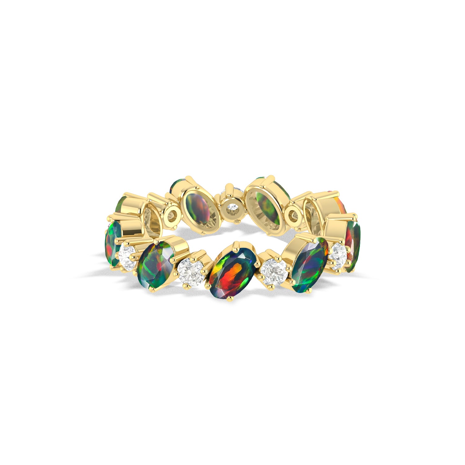 Black Fire Oval Faceted Opal Ring for Women - Elegant Sterling Silver Jewelry for Everyday Wear, Date Nights & Special Occasions
