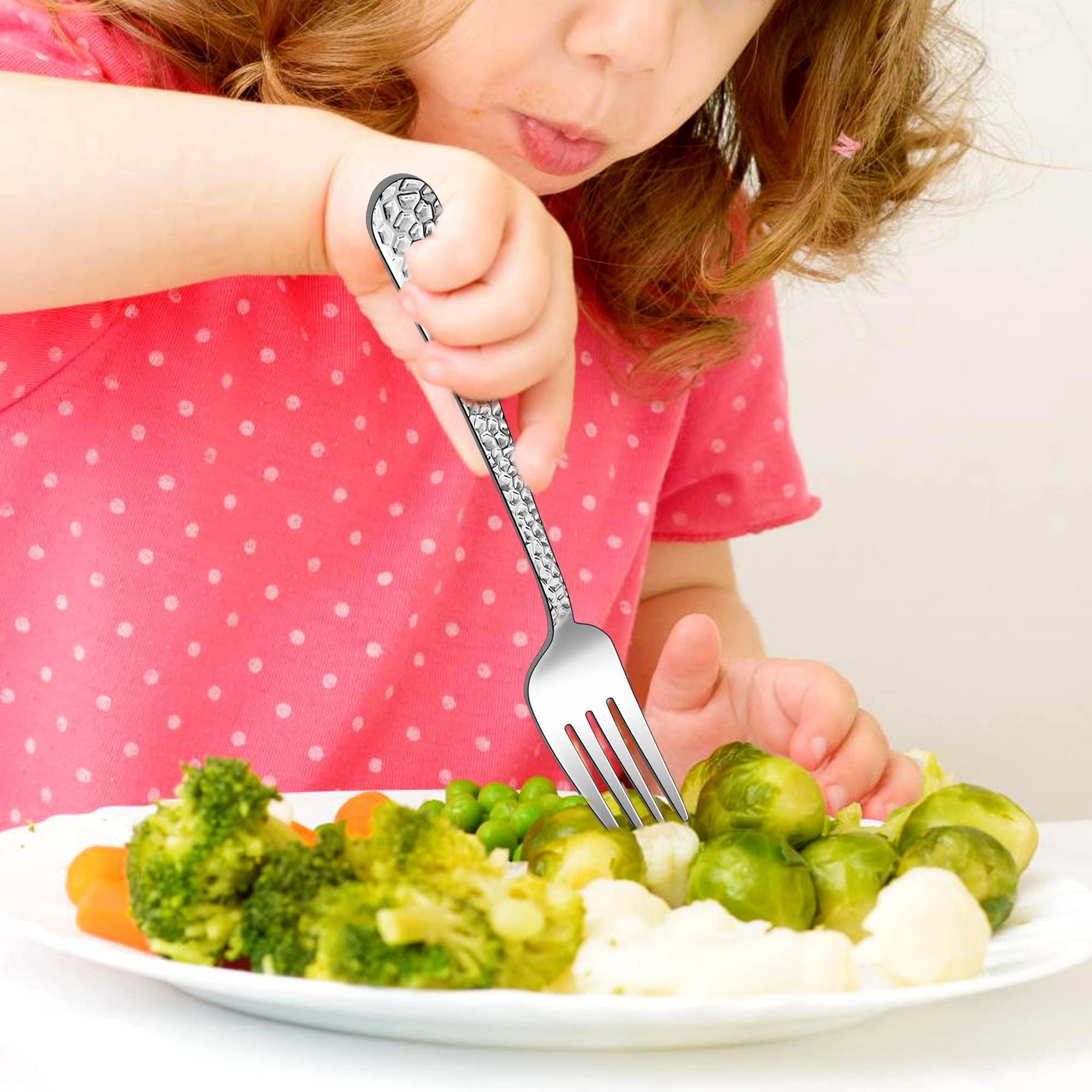 14-Piece Kids Silverware Set - Stainless Steel Toddler Utensils with 7 Spoons & 7 Forks | Dishwasher Safe Preschool Cutlery for Home, School & Travel