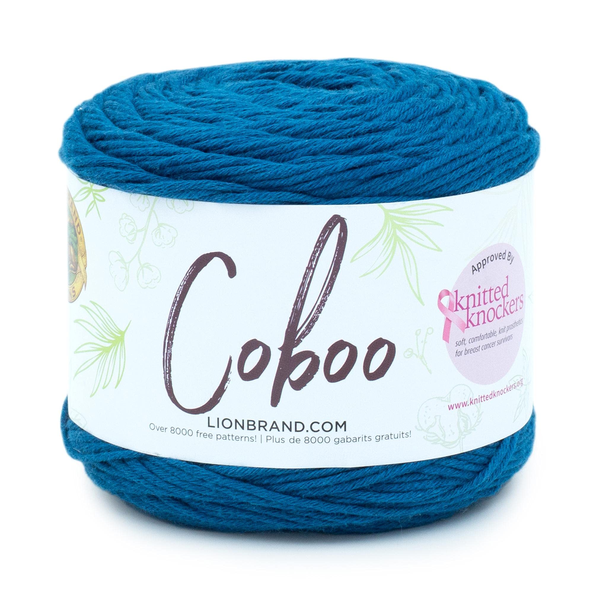 Lion Brand Yarn Coboo Yarn - Soft Cotton Blend for Knitting & Crocheting - Steel Blue - 1 Skein - Perfect for Baby Clothes, Summer Scarves & Lightweight Blankets