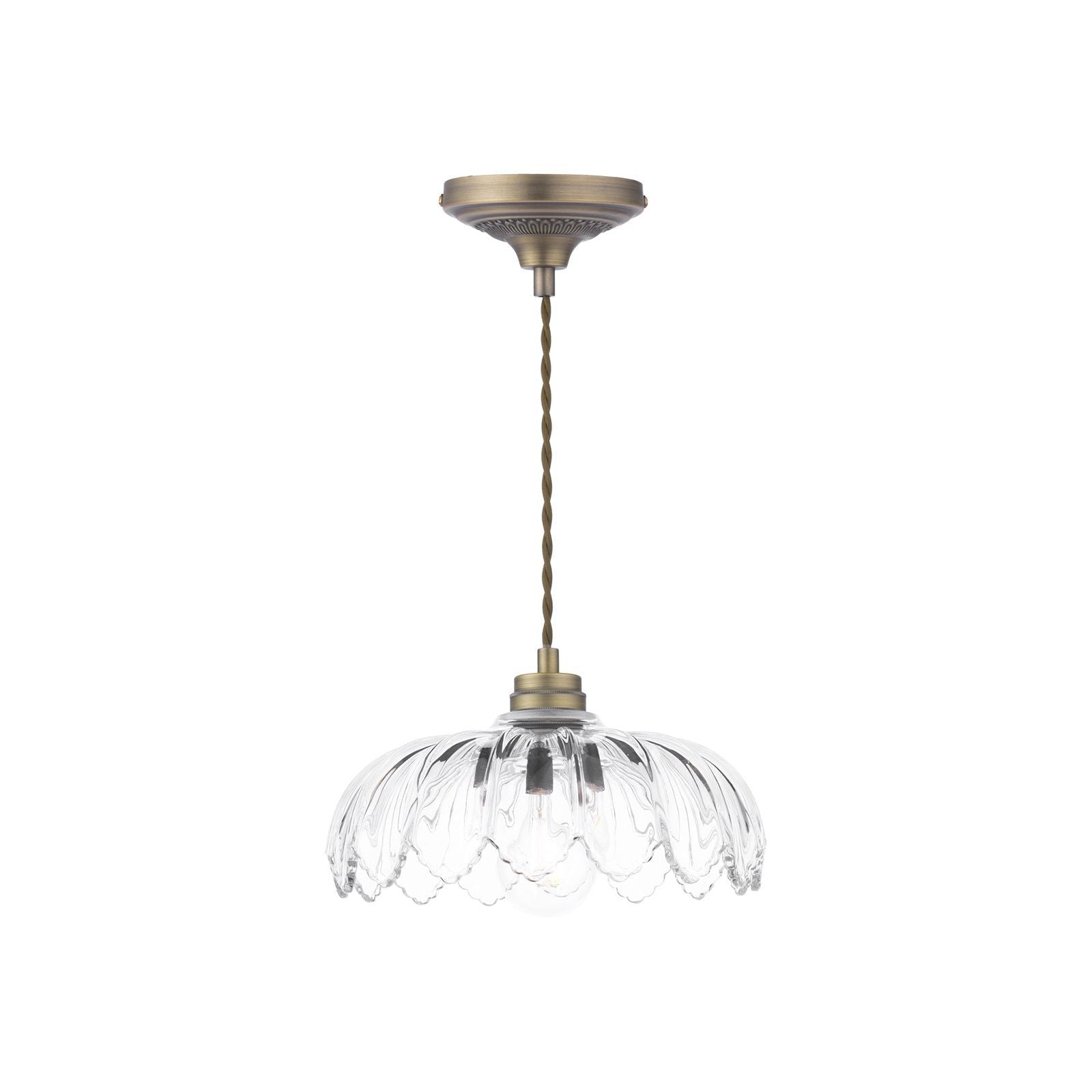 Bexwell Antique Brass and Glass Pendant Light - Vintage Style Ceiling Hanging Lamp for Dining Room, Bedroom, or Living Room Decor
