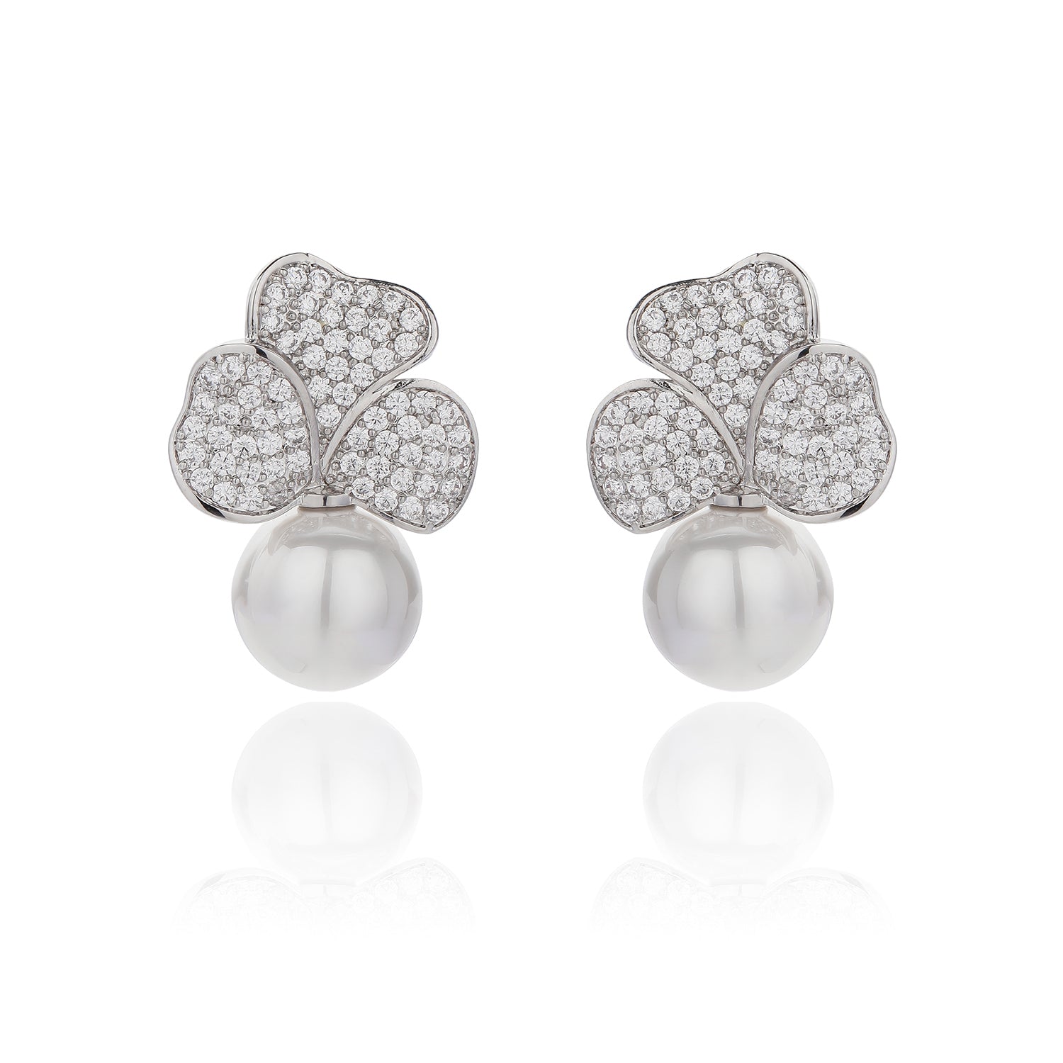 Elegant Cubic Zirconia Pearl Dangle Earrings for Women - Wedding, Bridal & Party Jewelry CE10982 | Perfect for Bridesmaids, Prom & Special Occasions