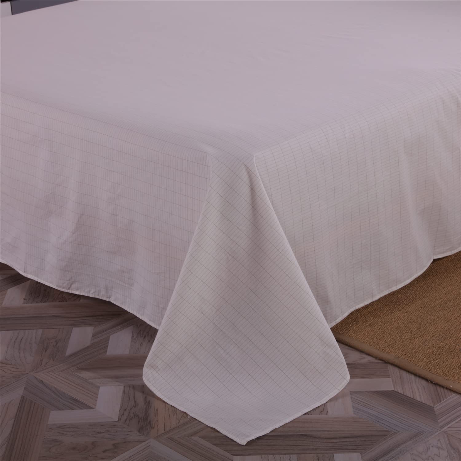OKOHEY Queen Size Grounding Sheet - 90% Organic Cotton & 10% Silver Fiber Conductive Earthing Bed Sheet for Better Sleep, Stress Relief & Wellness - White | Perfect for Home, Travel & Holistic Healing Therapy